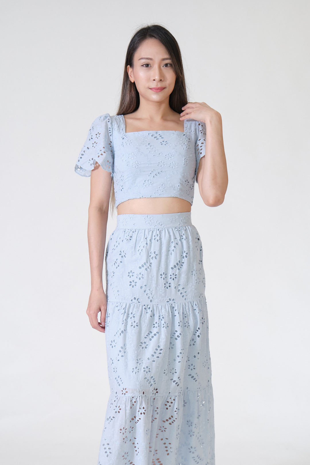 Chixxie Angela Lace Two-Piece Set (Blue)