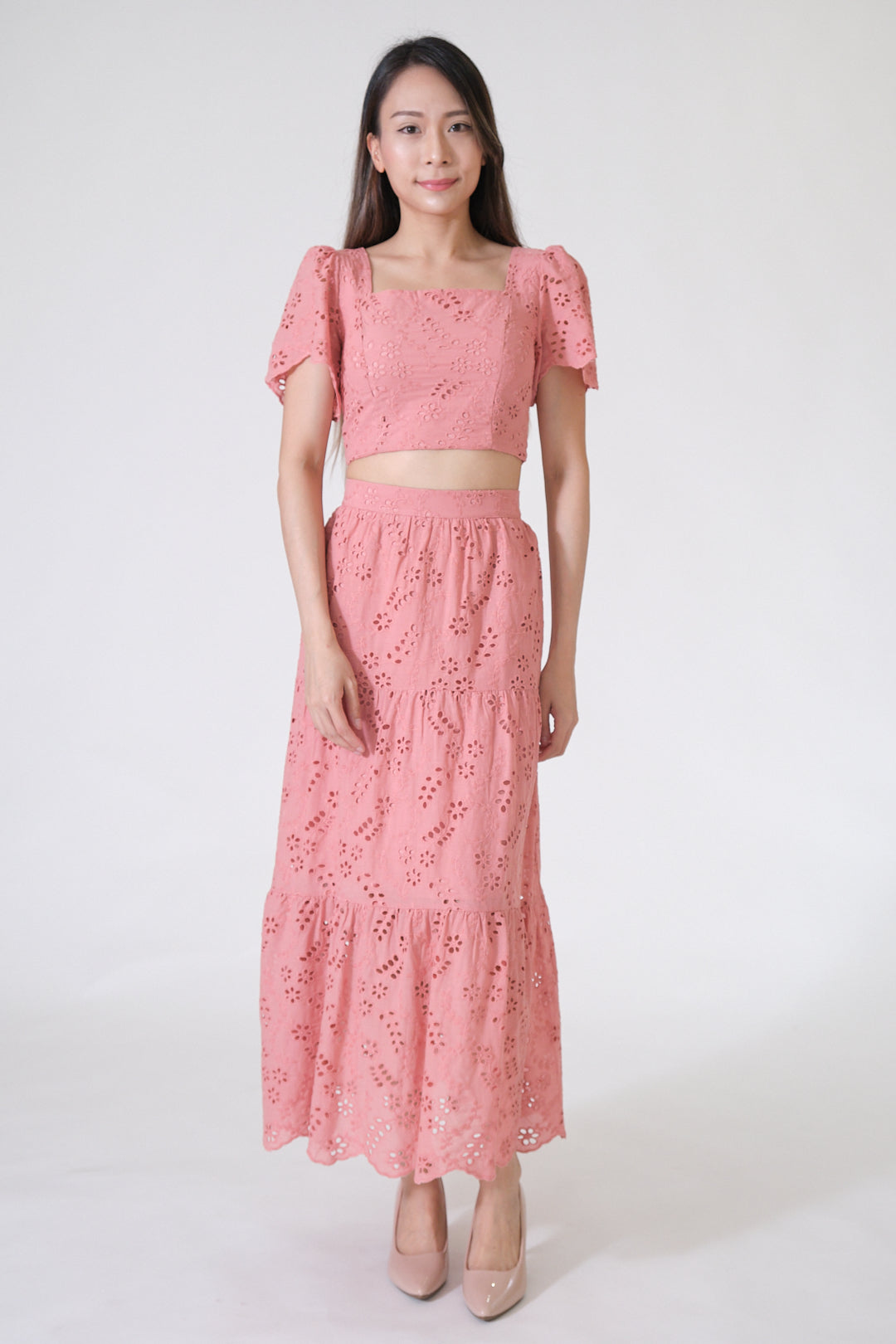 Chixxie Angela Lace Two-Piece Set (Pink)