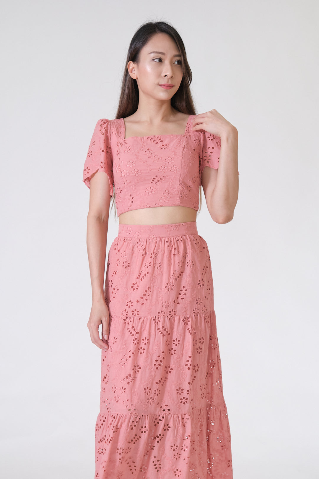 Chixxie Angela Lace Two-Piece Set (Pink)