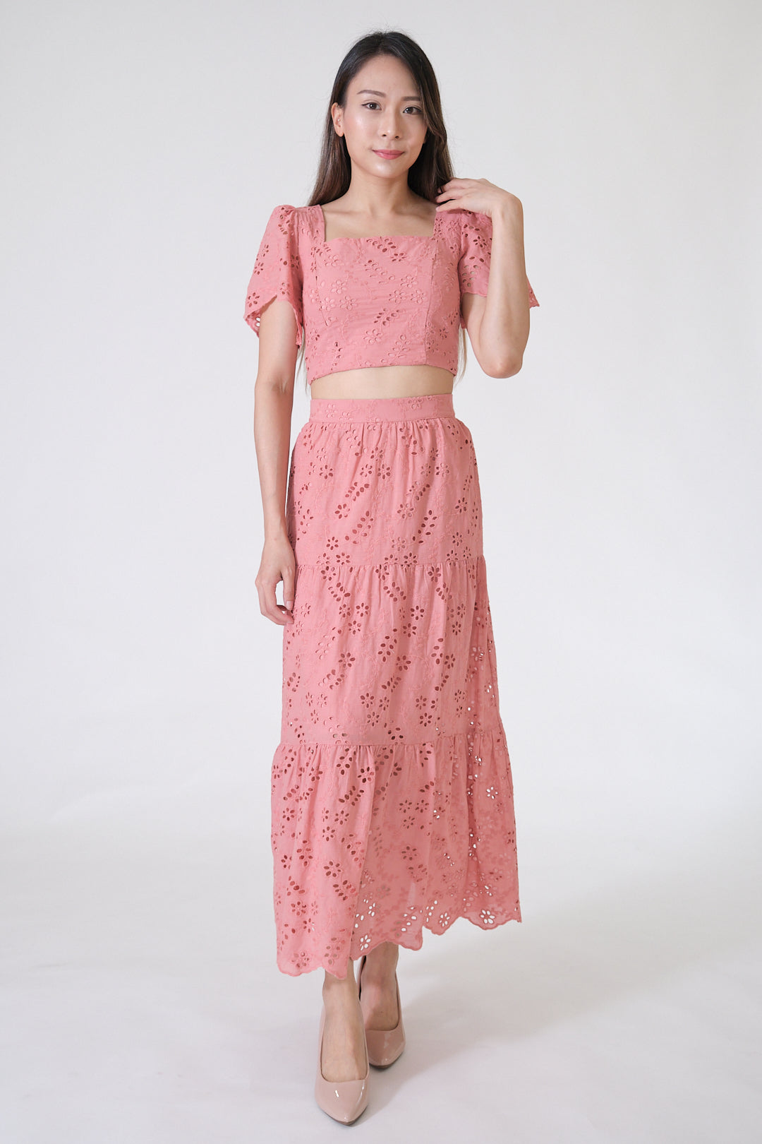 Chixxie Angela Lace Two-Piece Set (Pink)