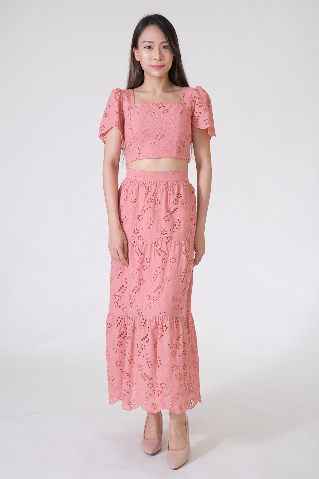 Chixxie Angela Lace Two-Piece Set (Pink)