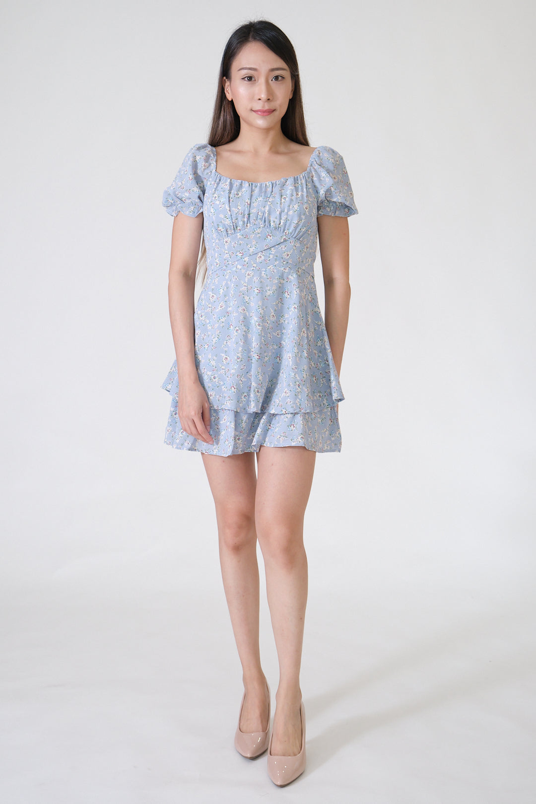 Chixxie Nancy Floral Mini Dress (Blue)