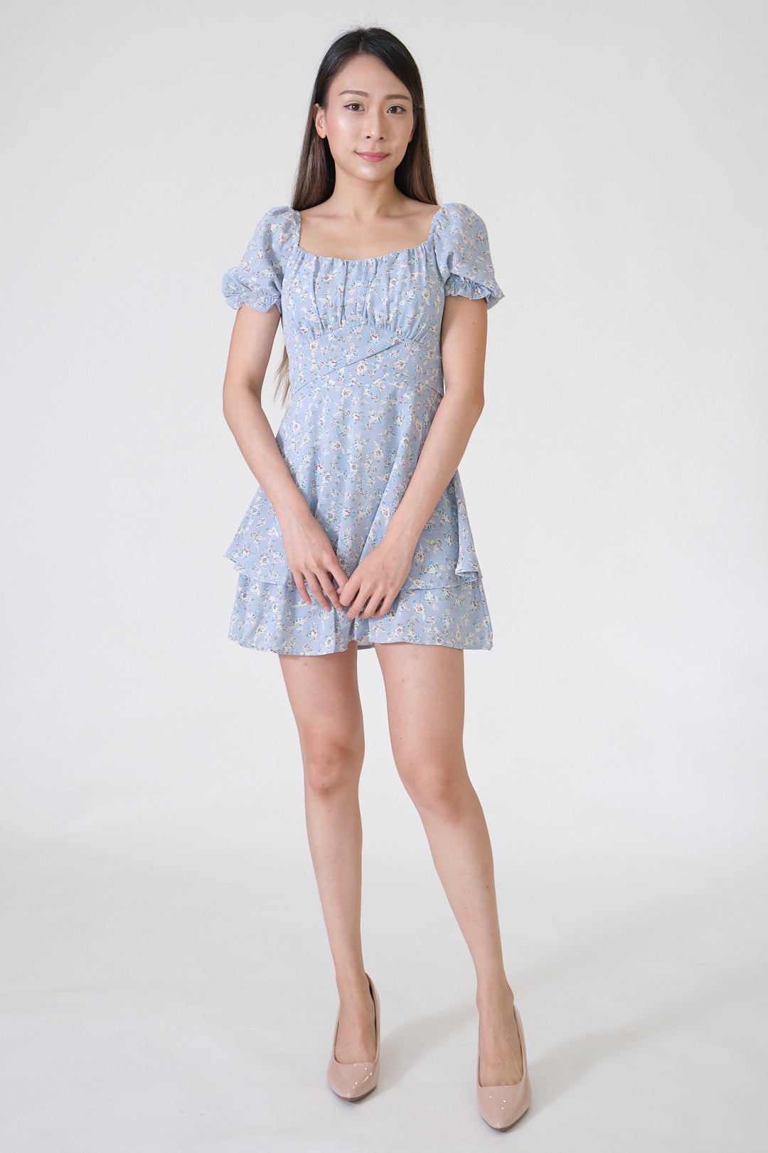 Chixxie Nancy Floral Mini Dress (Blue)