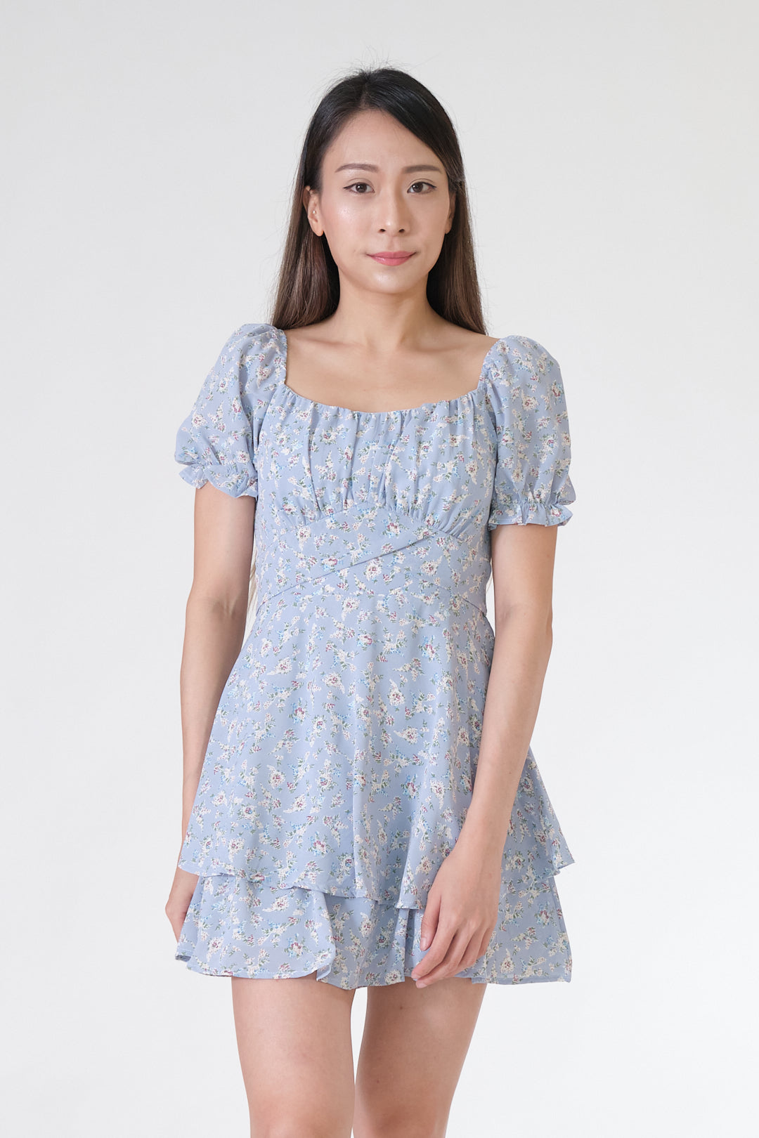 Chixxie Nancy Floral Mini Dress (Blue)