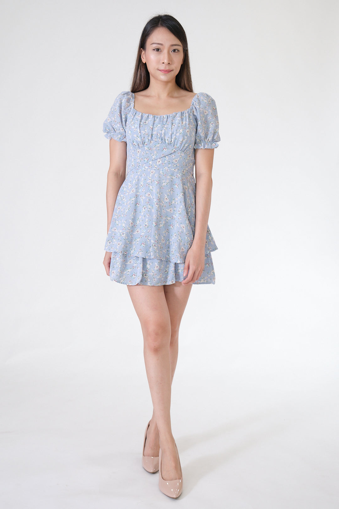 Chixxie Nancy Floral Mini Dress (Blue)