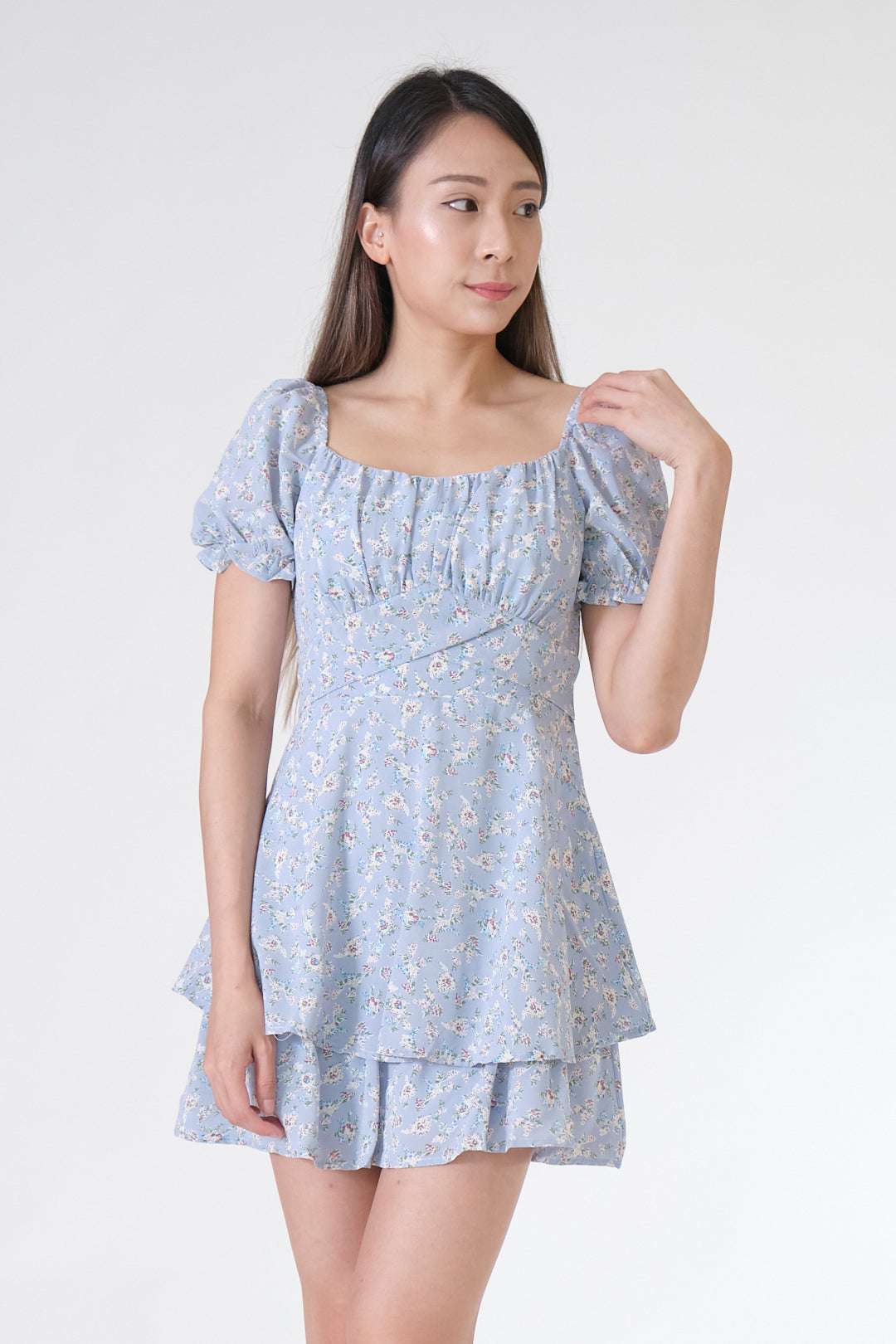 Chixxie Nancy Floral Mini Dress (Blue)