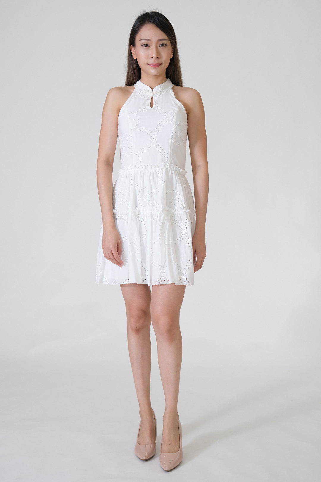 Chixxie Jessica Halter Lace Cheongsam (White)