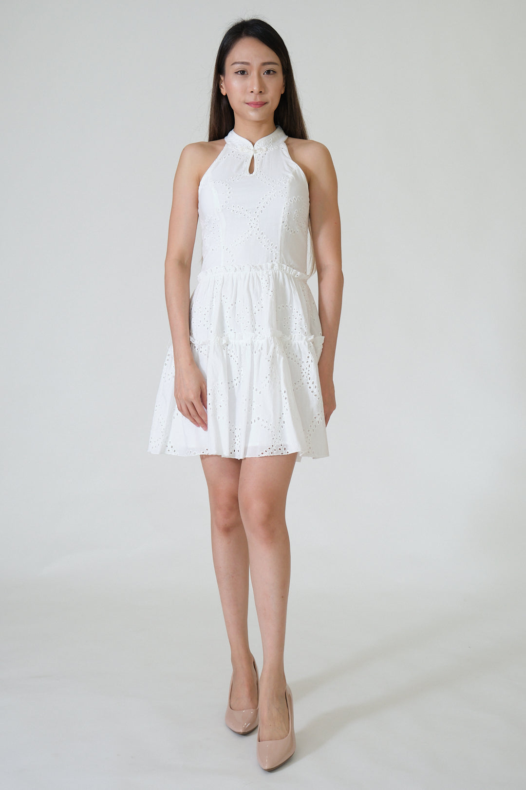 Chixxie Jessica Halter Lace Cheongsam (White)