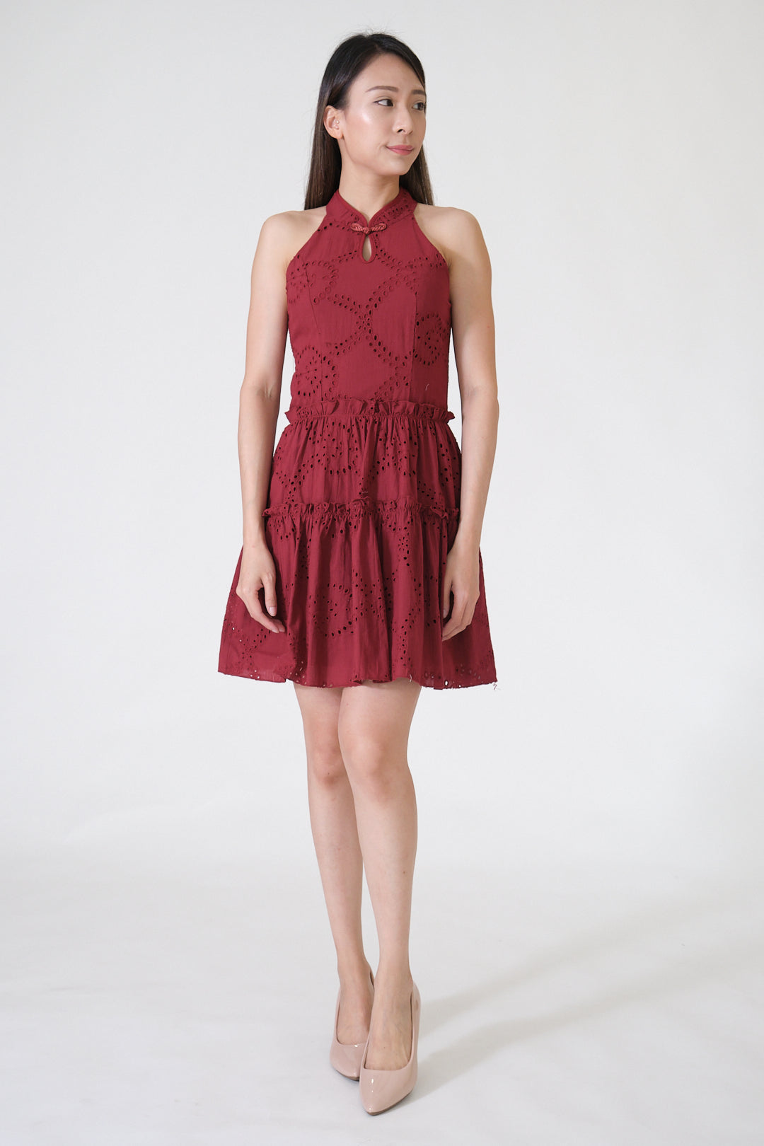 Chixxie Jessica Halter Lace Cheongsam (Red)