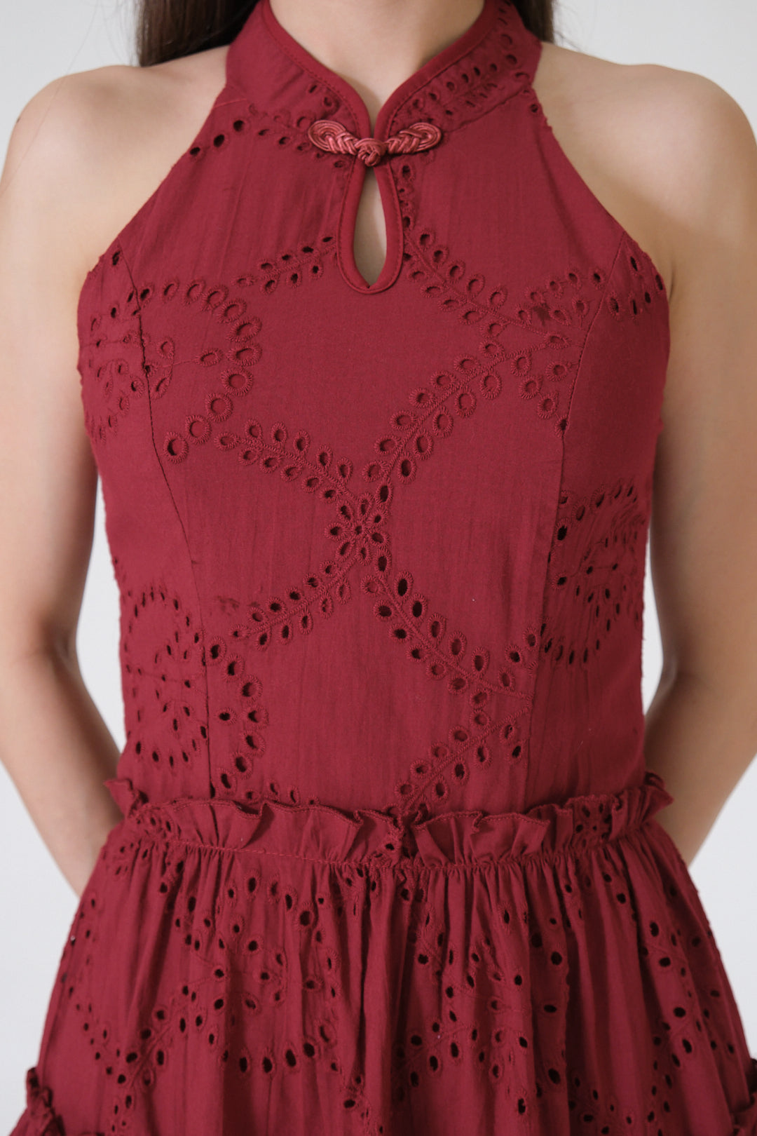 Chixxie Jessica Halter Lace Cheongsam (Red)