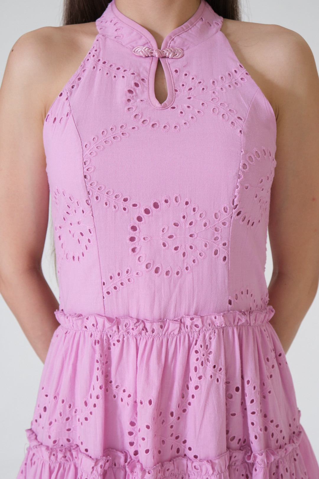 Chixxie Jessica Halter Lace Cheongsam (Fuchsia)