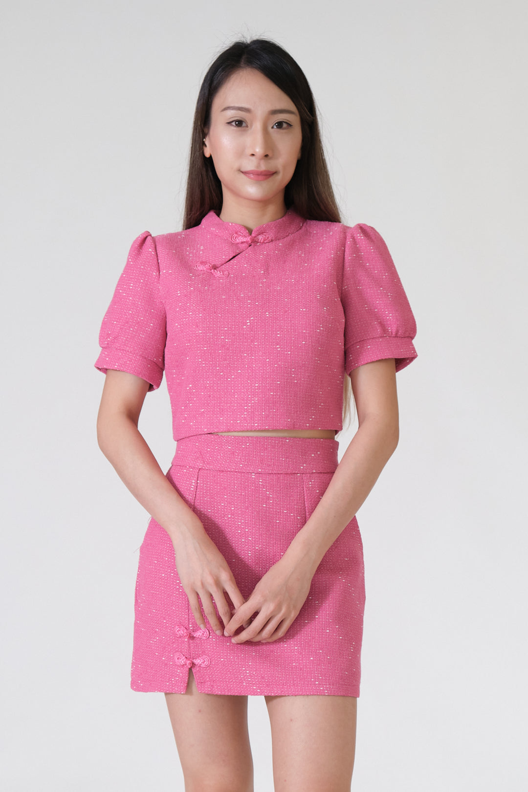 Chixxie Phoenix Cheongsam Two-Piece Set (Hot Pink)