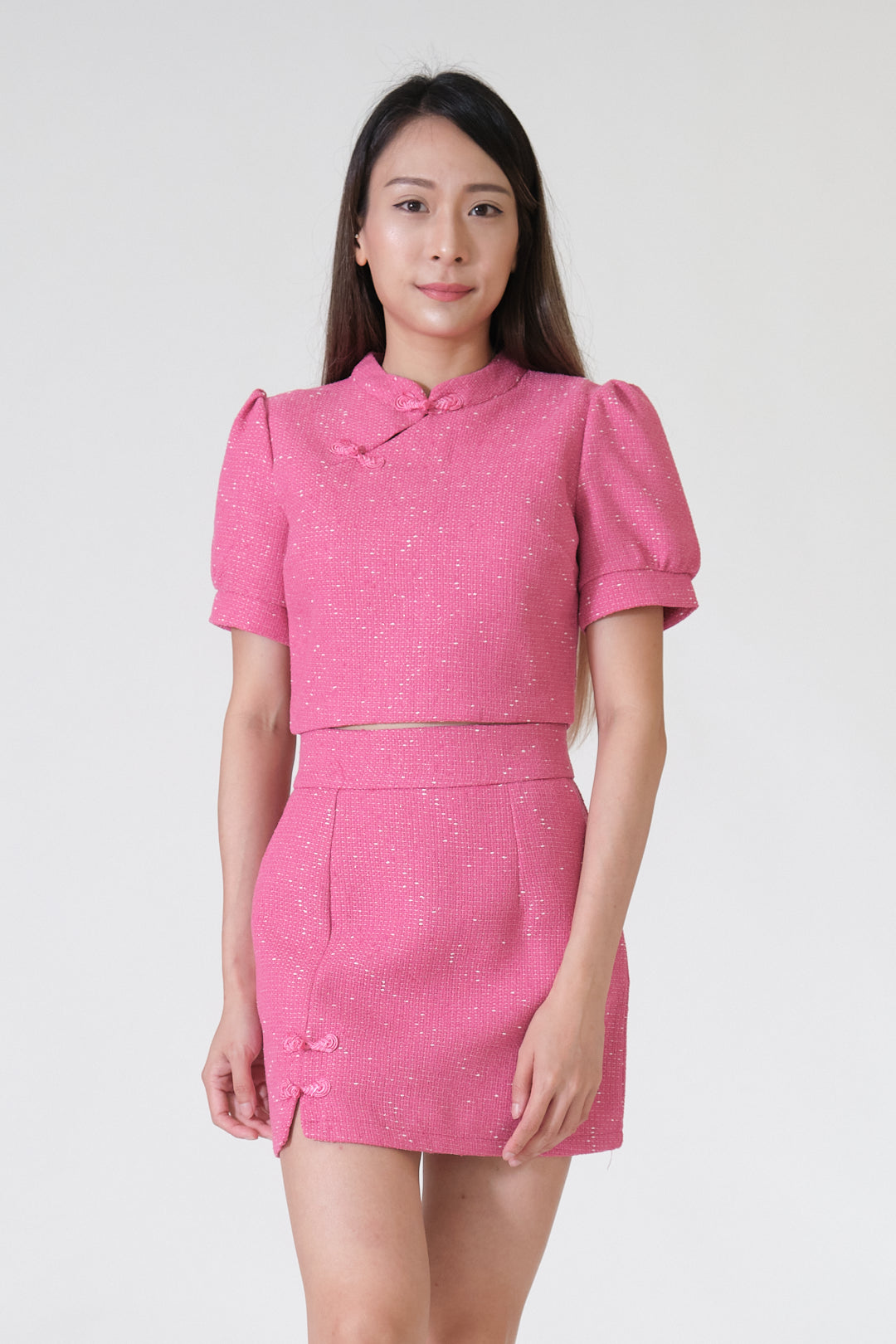 Chixxie Phoenix Cheongsam Two-Piece Set (Hot Pink)