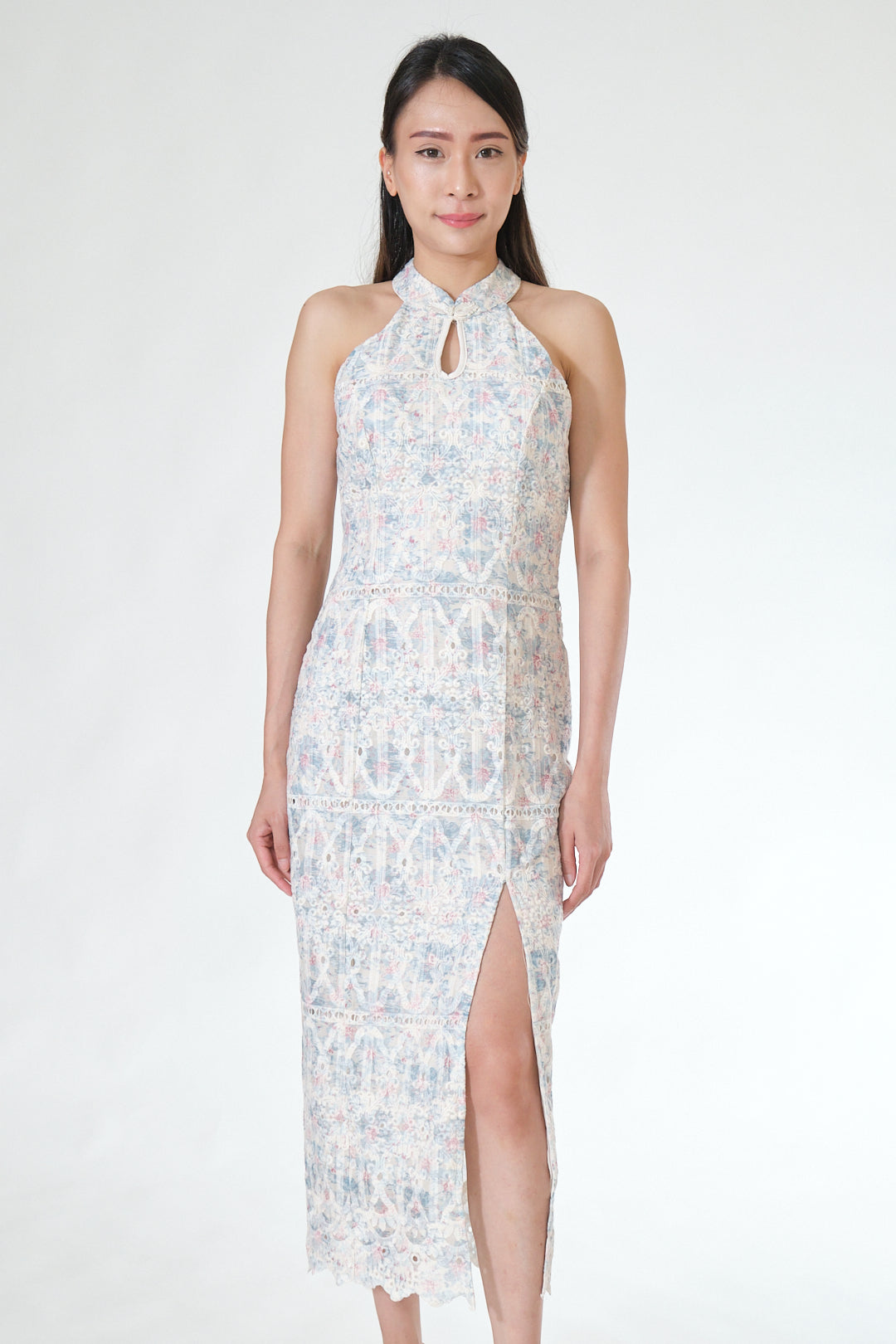 Chixxie Poppy Halter Cheongsam (Blue)