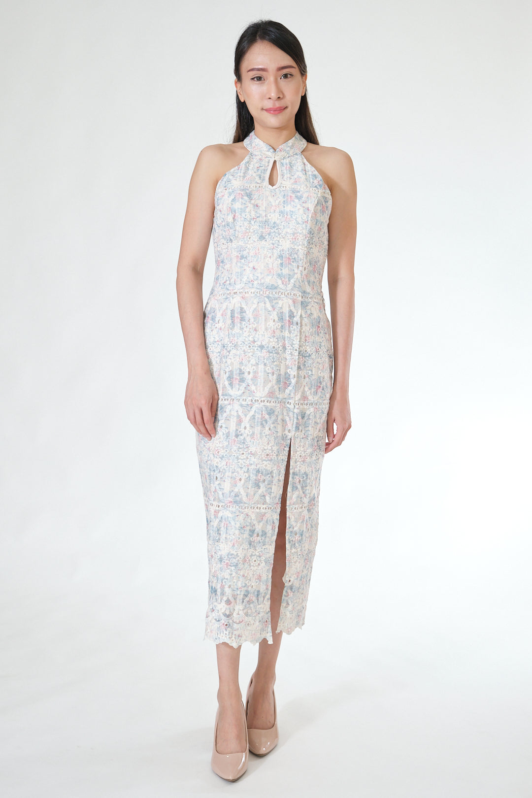Chixxie Poppy Halter Cheongsam (Blue)