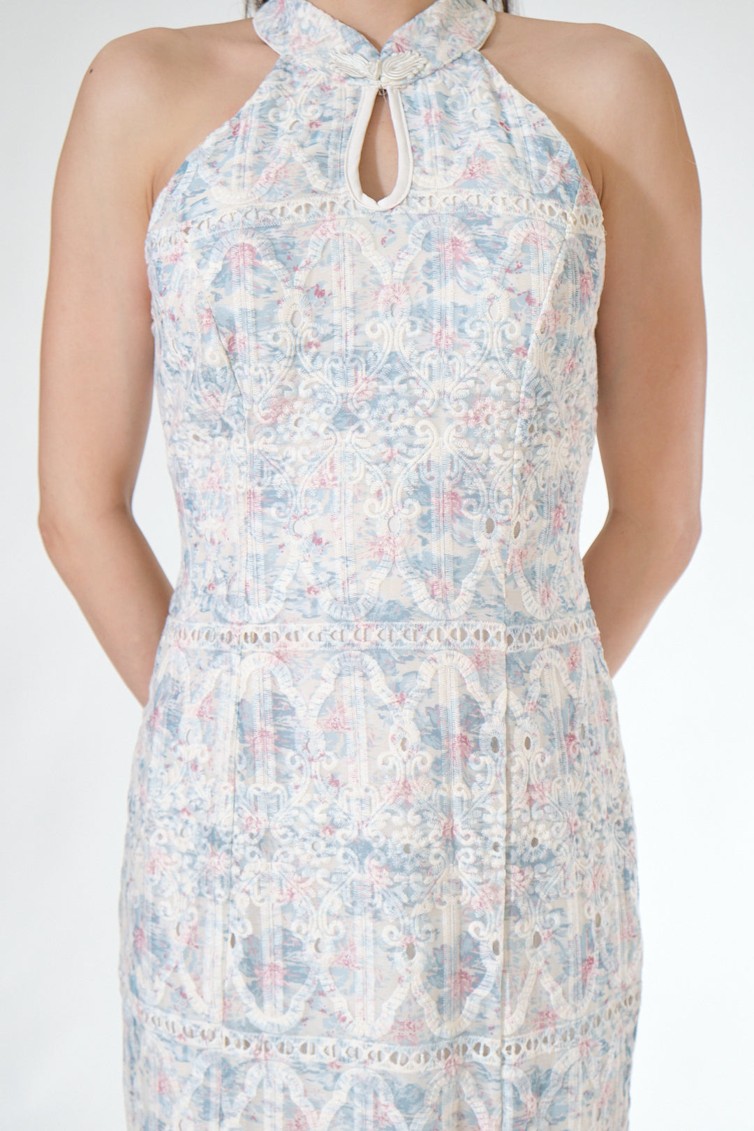 Chixxie Poppy Halter Cheongsam (Blue)