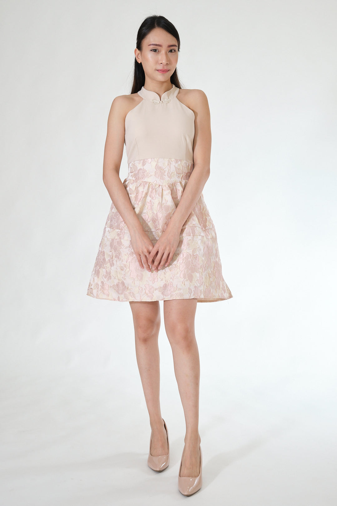 Chixxie Serenity Halter Cheongsam (Beige)