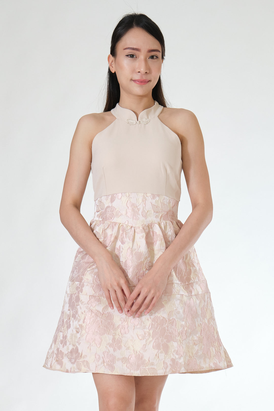 Chixxie Serenity Halter Cheongsam (Beige)