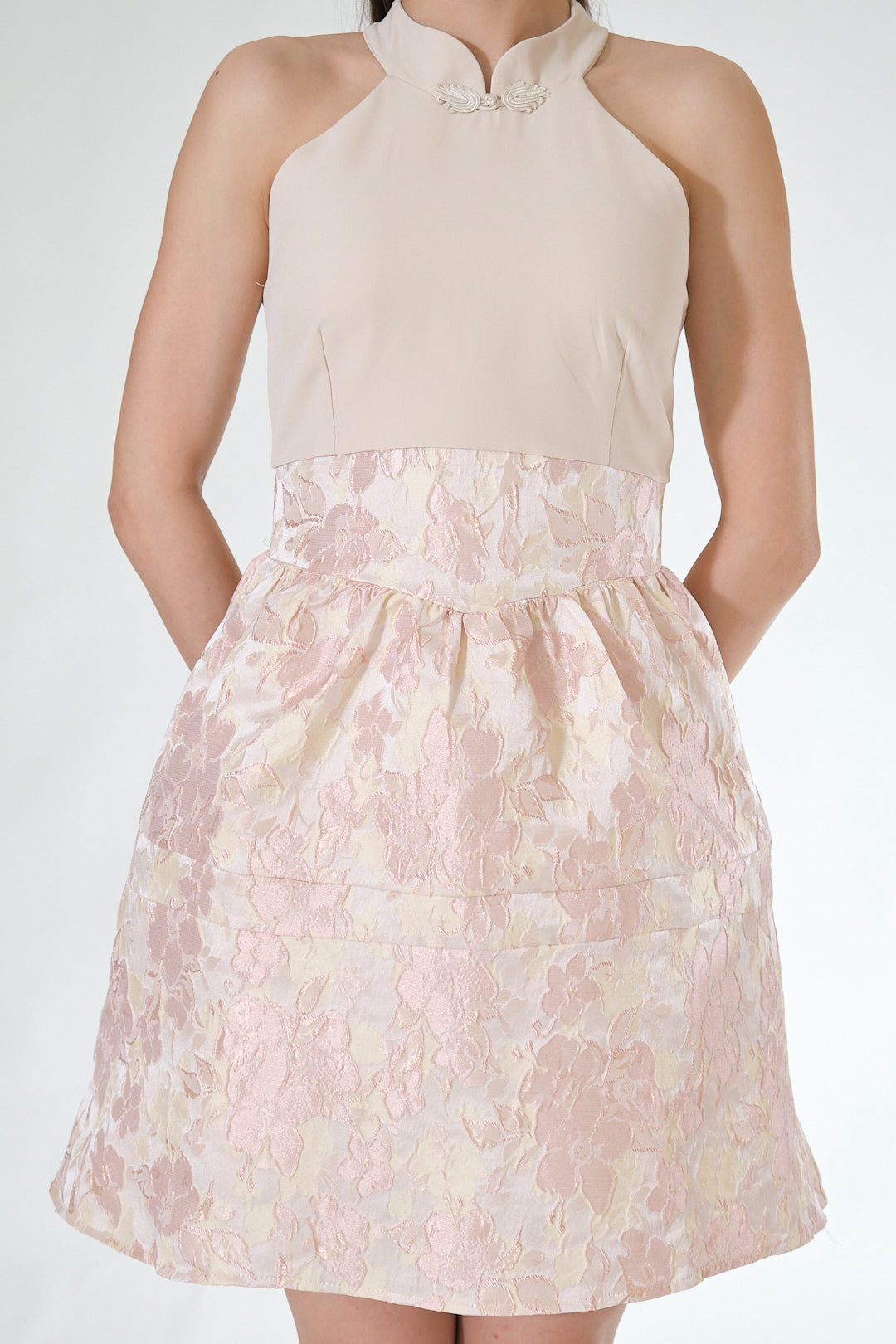 Chixxie Serenity Halter Cheongsam (Beige)