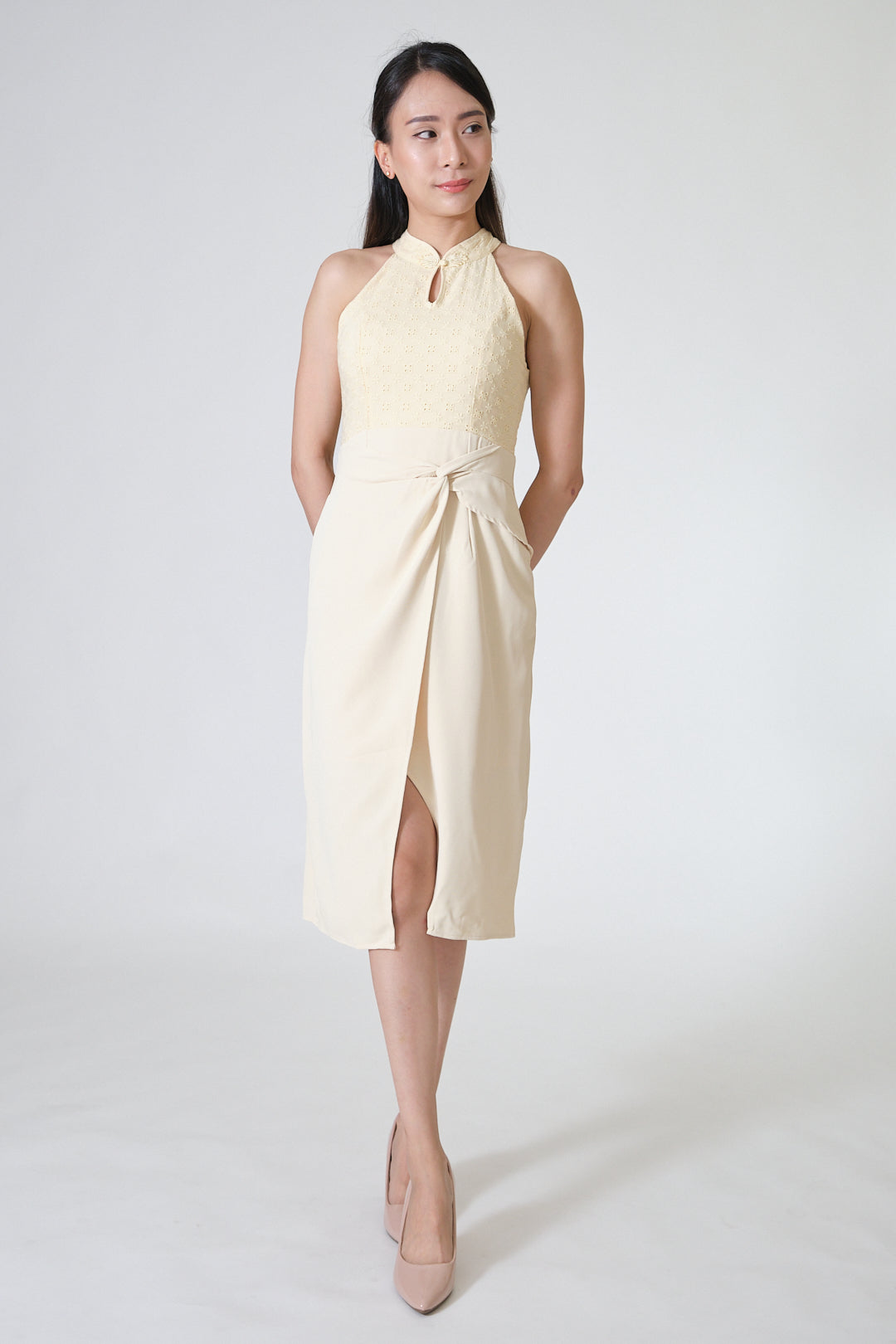 Chixxie Annabelle Halter Cheongsam Dress (Yellow)