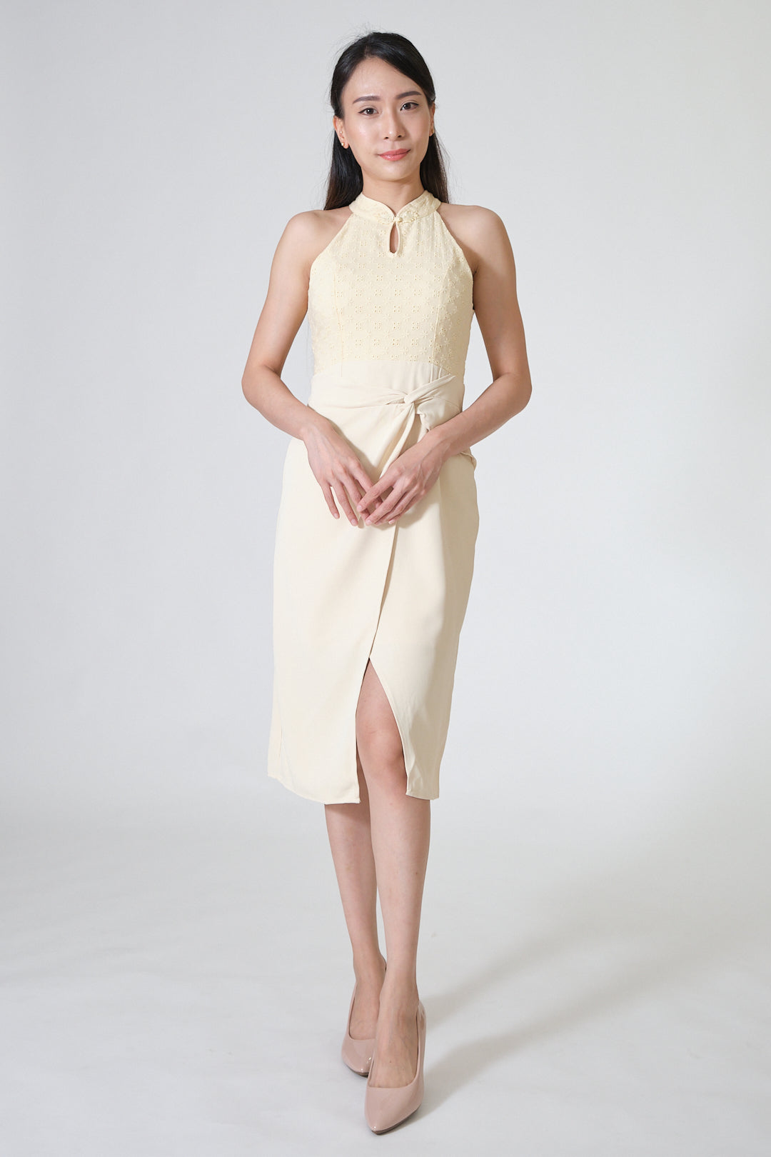 Chixxie Annabelle Halter Cheongsam Dress (Yellow)