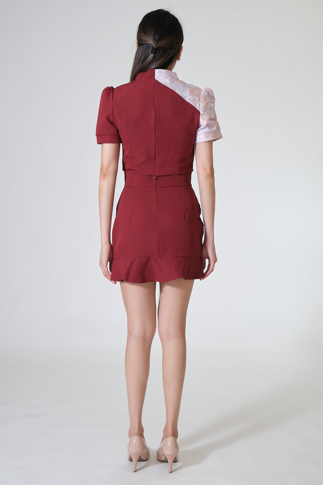 Chixxie Magnolia Two-Piece Cheongsam Set (Red) by