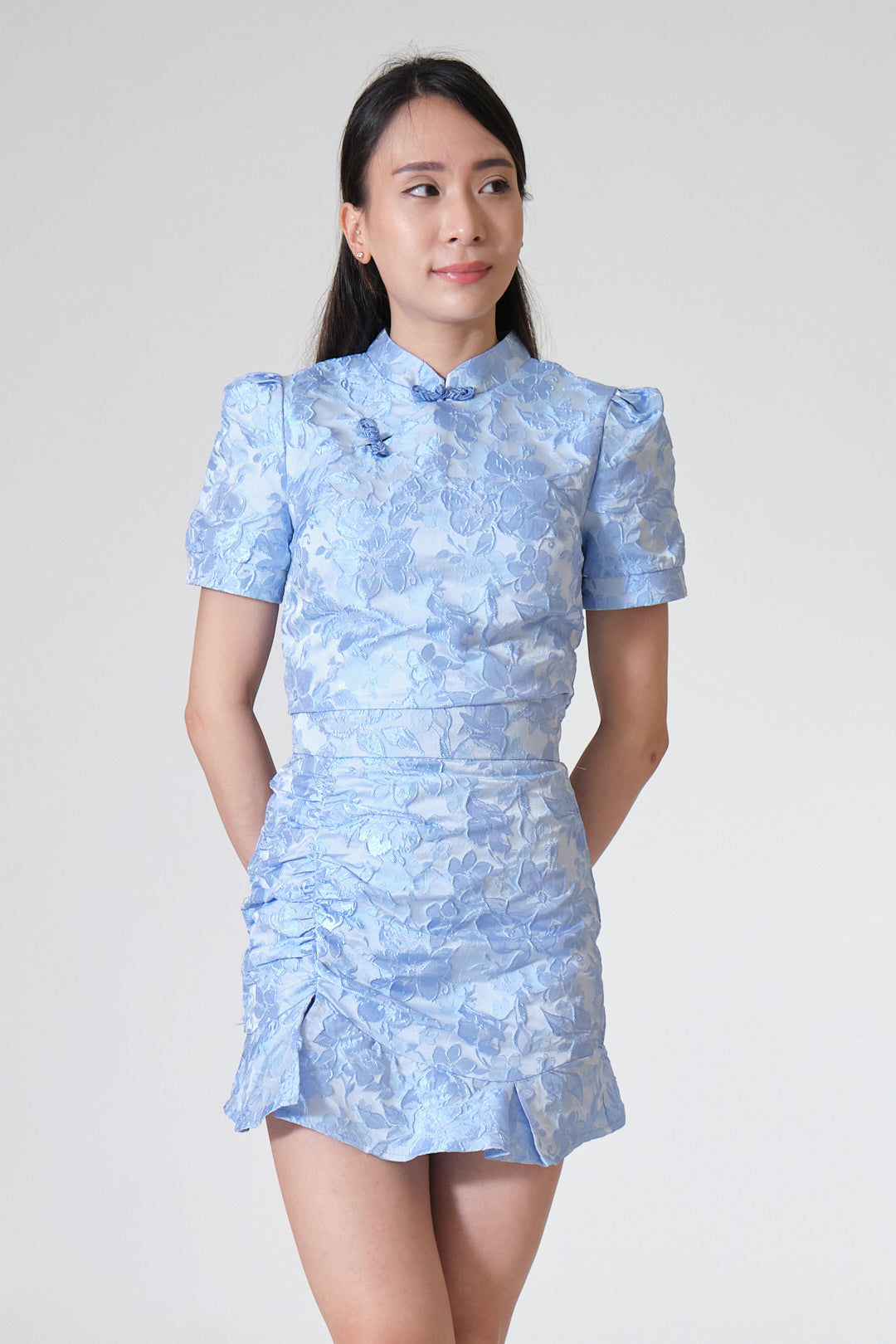 Chixxie Brielle Two-Piece Cheongsam Set (Blue)