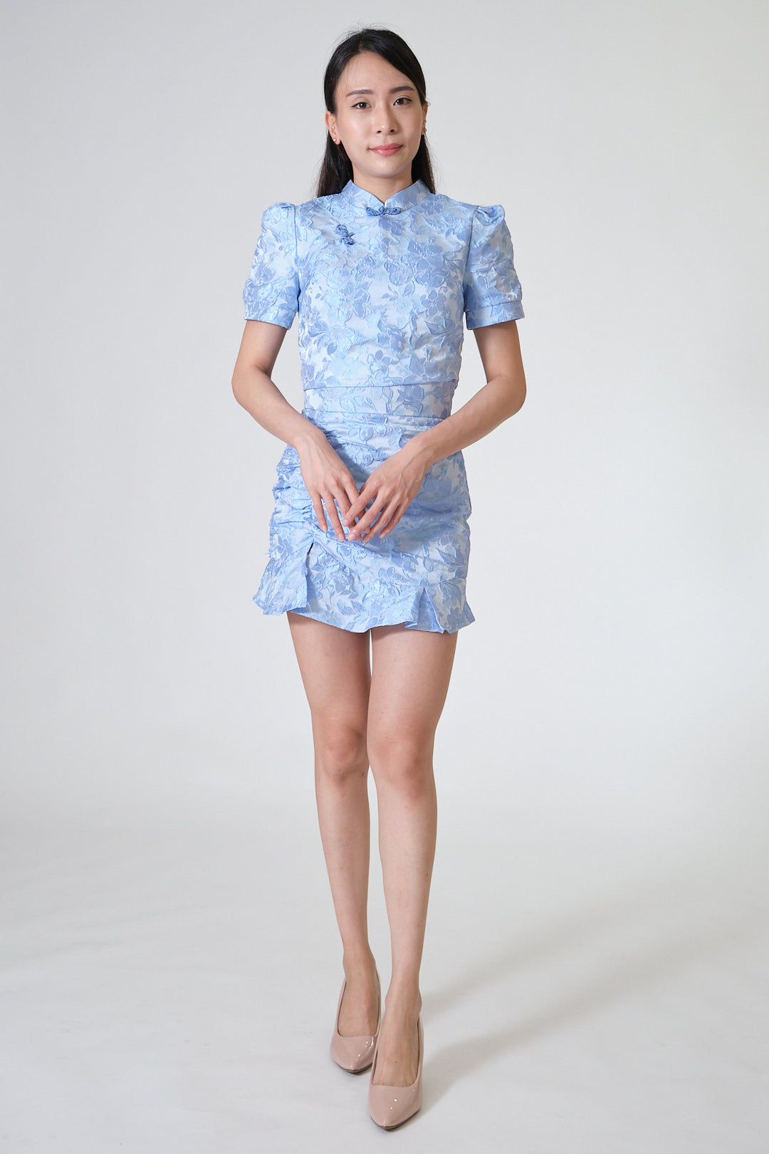 Chixxie Brielle Two-Piece Cheongsam Set (Blue)