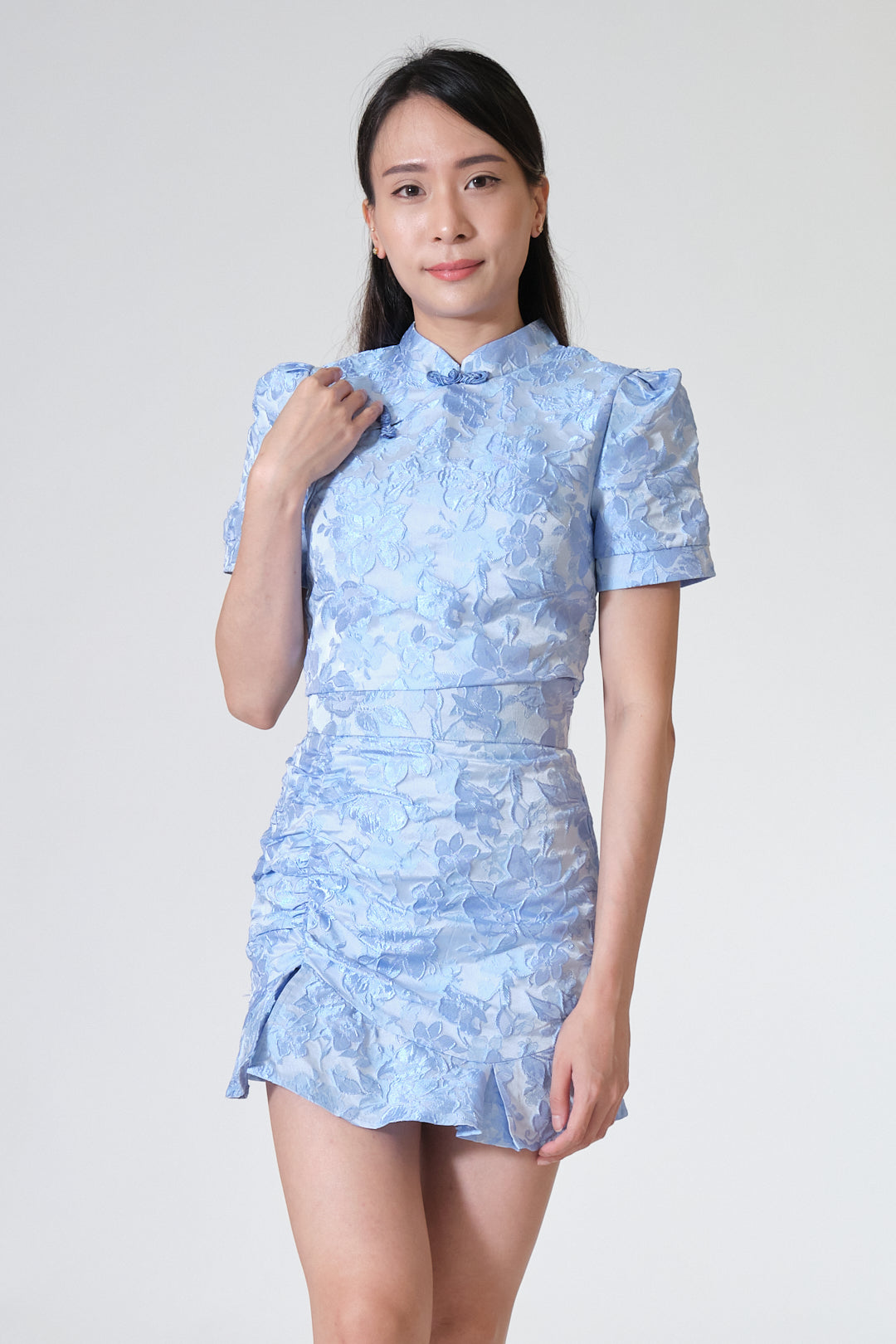 Chixxie Brielle Two-Piece Cheongsam Set (Blue)
