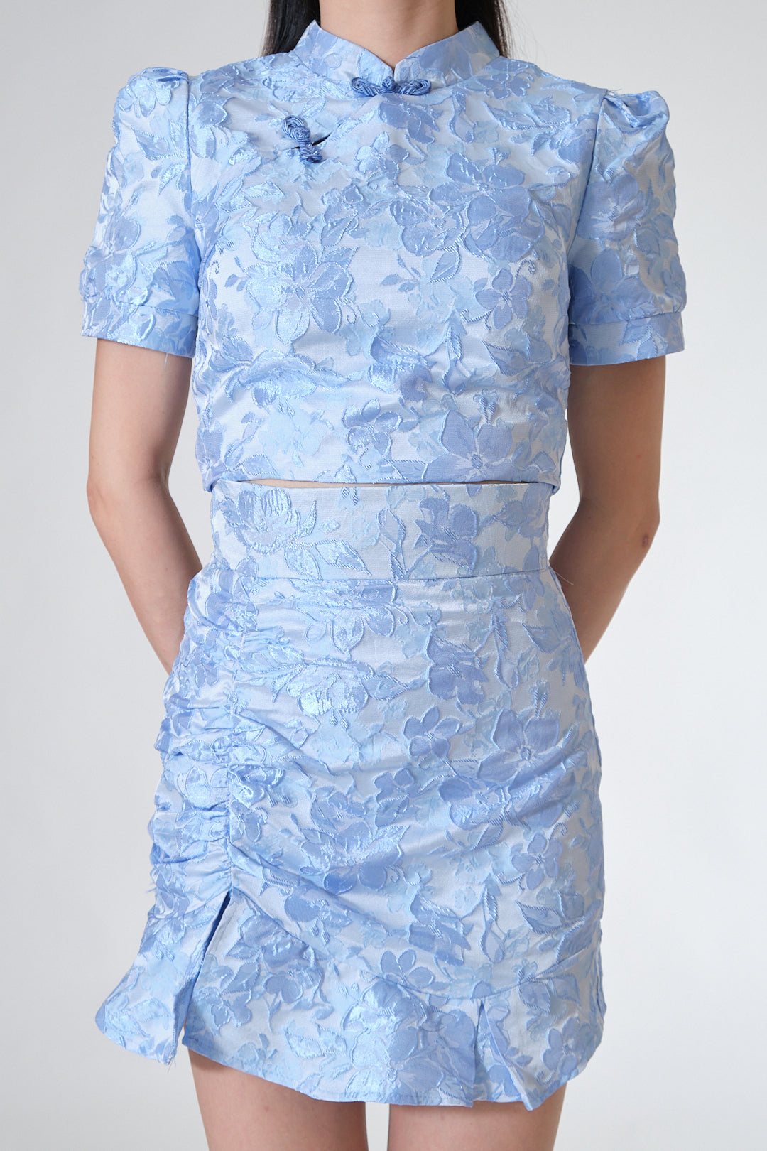 Chixxie Brielle Two-Piece Cheongsam Set (Blue)