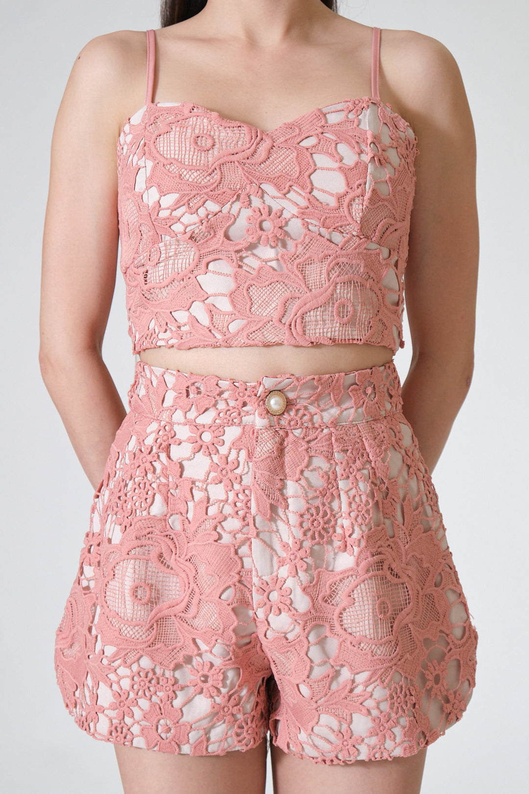 Chixxie Paisley Lace Two-Piece Set (Rose)