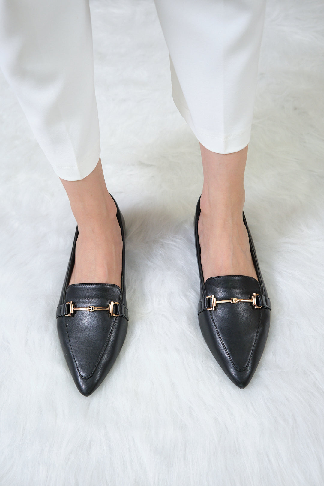 Chixxie XB29 Buckle Pointed Toe Loafer Flats