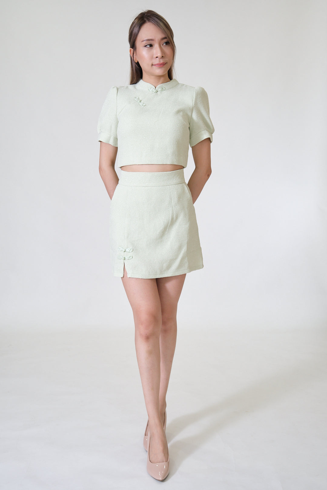 Chixxie Phoenix Cheongsam Two-Piece Set (Mint Green)