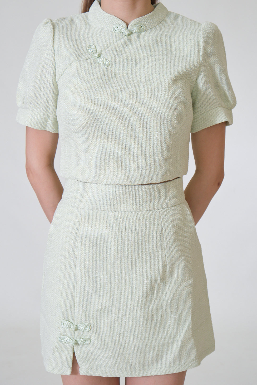 Chixxie Phoenix Cheongsam Two-Piece Set (Mint Green)