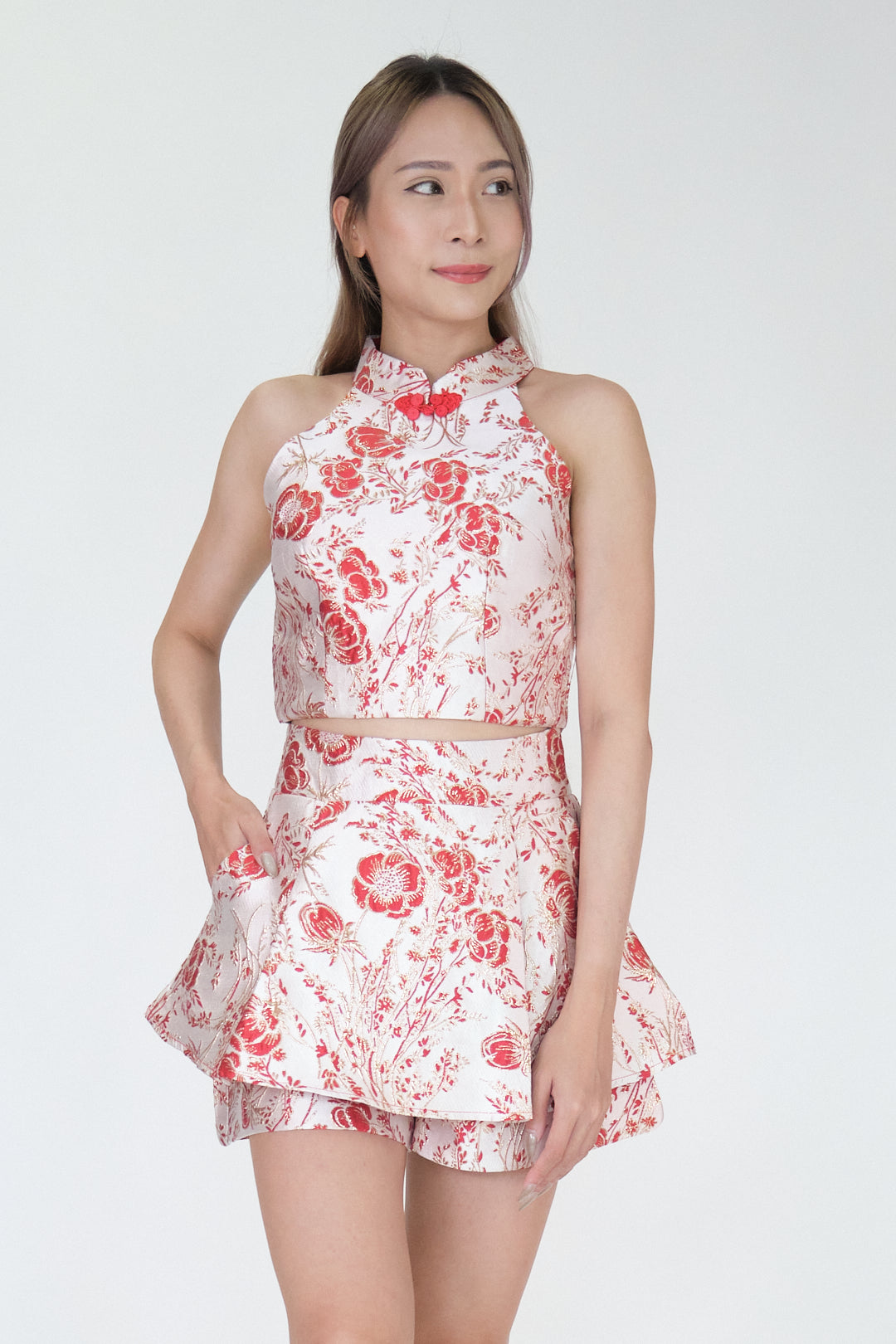 Chixxie Amber Two-Piece Cheongsam Set (Red)