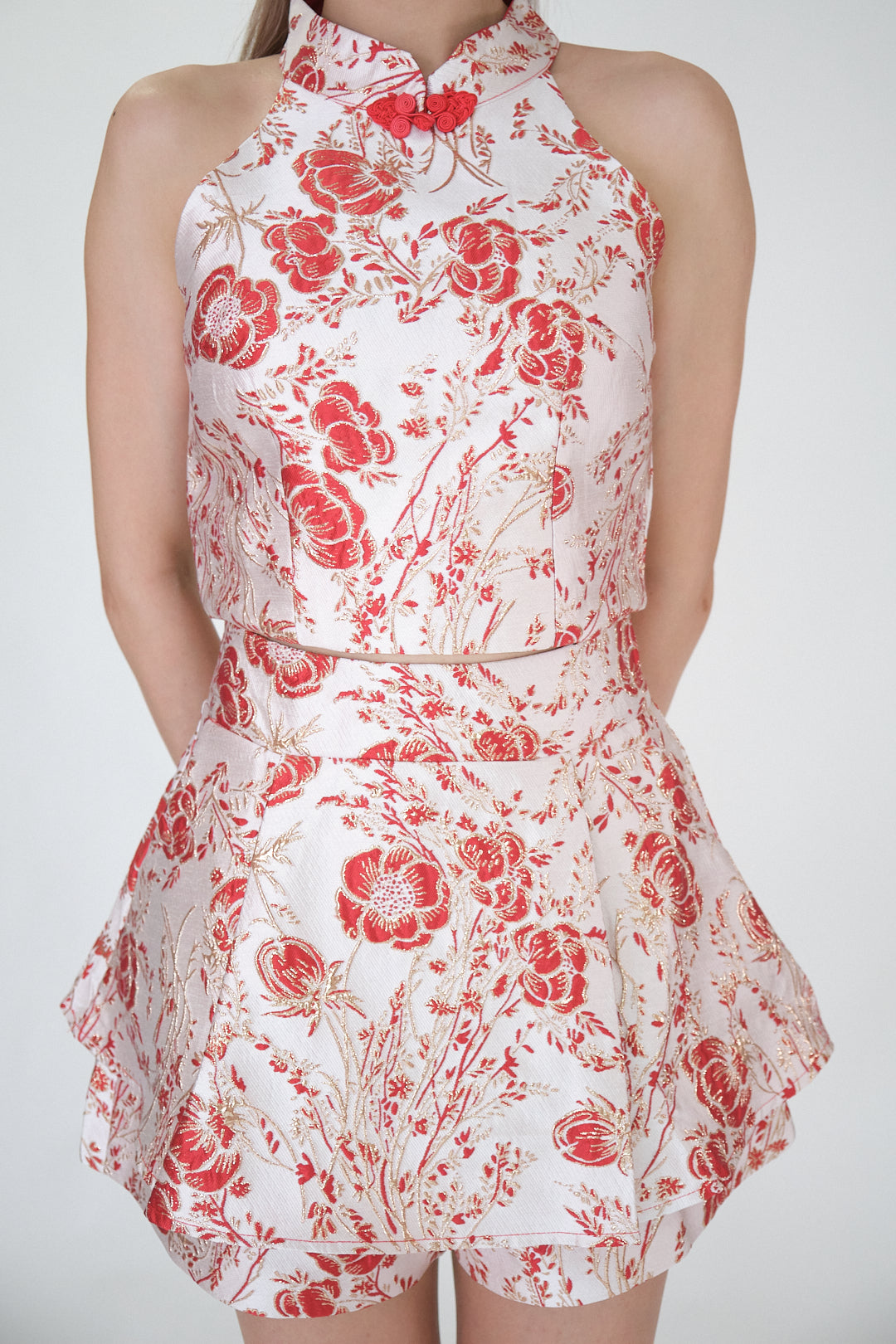 Chixxie Amber Two-Piece Cheongsam Set (Red)