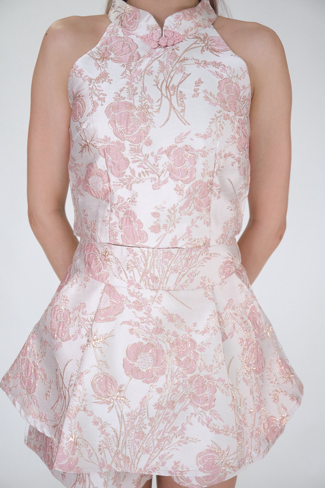 Chixxie Amber Two-Piece Cheongsam Set (Pink)