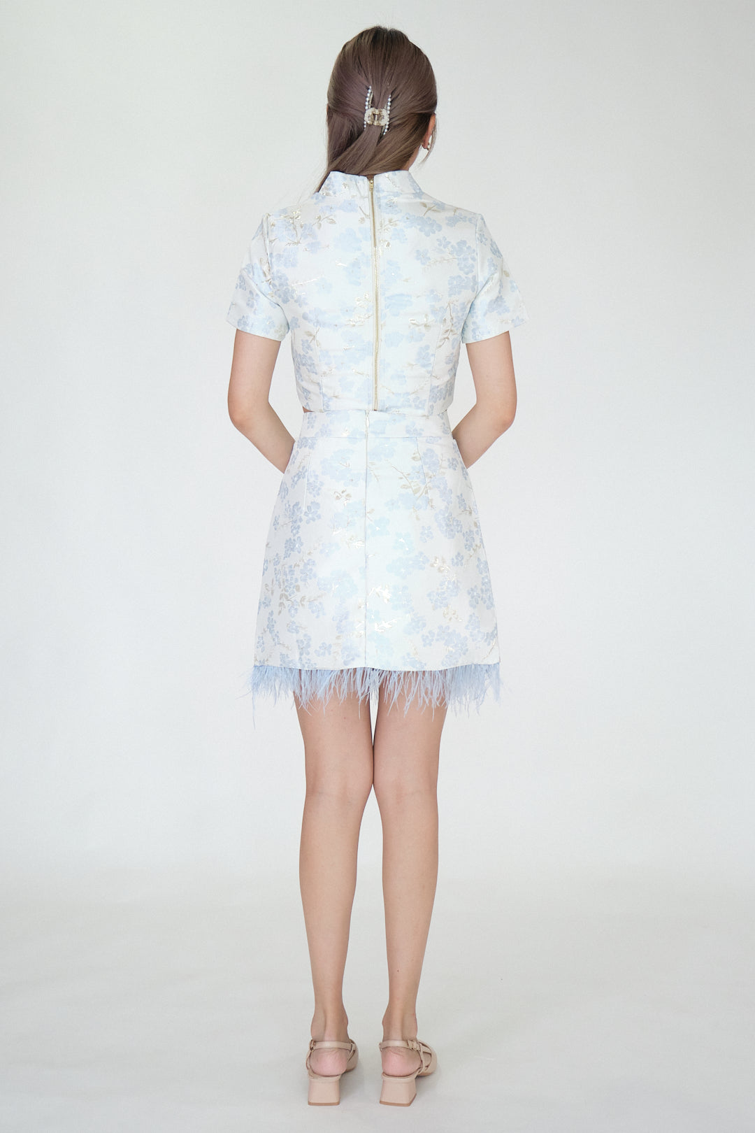 Chixxie Sakura Two-Piece Cheongsam Set (Blue)