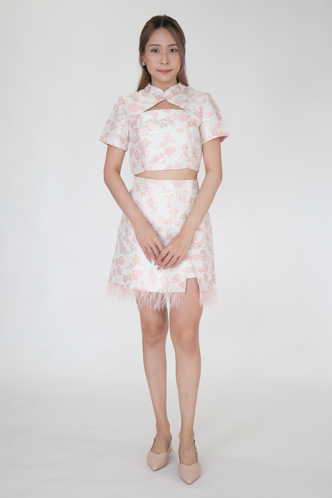 Chixxie Sakura Two-Piece Cheongsam Set (Pink)
