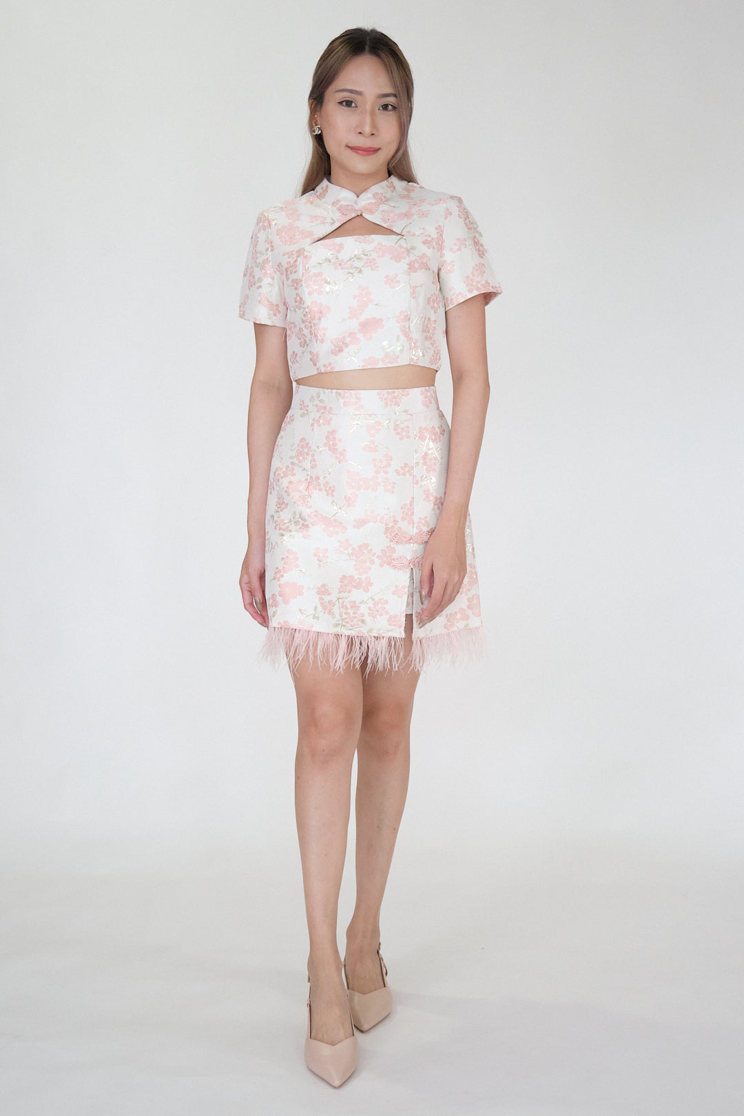 Chixxie Sakura Two-Piece Cheongsam Set (Pink)