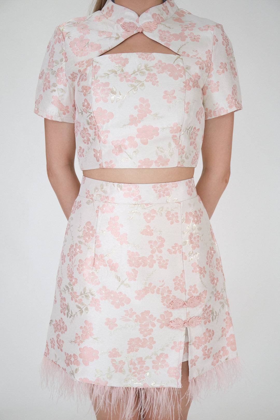 Chixxie Sakura Two-Piece Cheongsam Set (Pink)