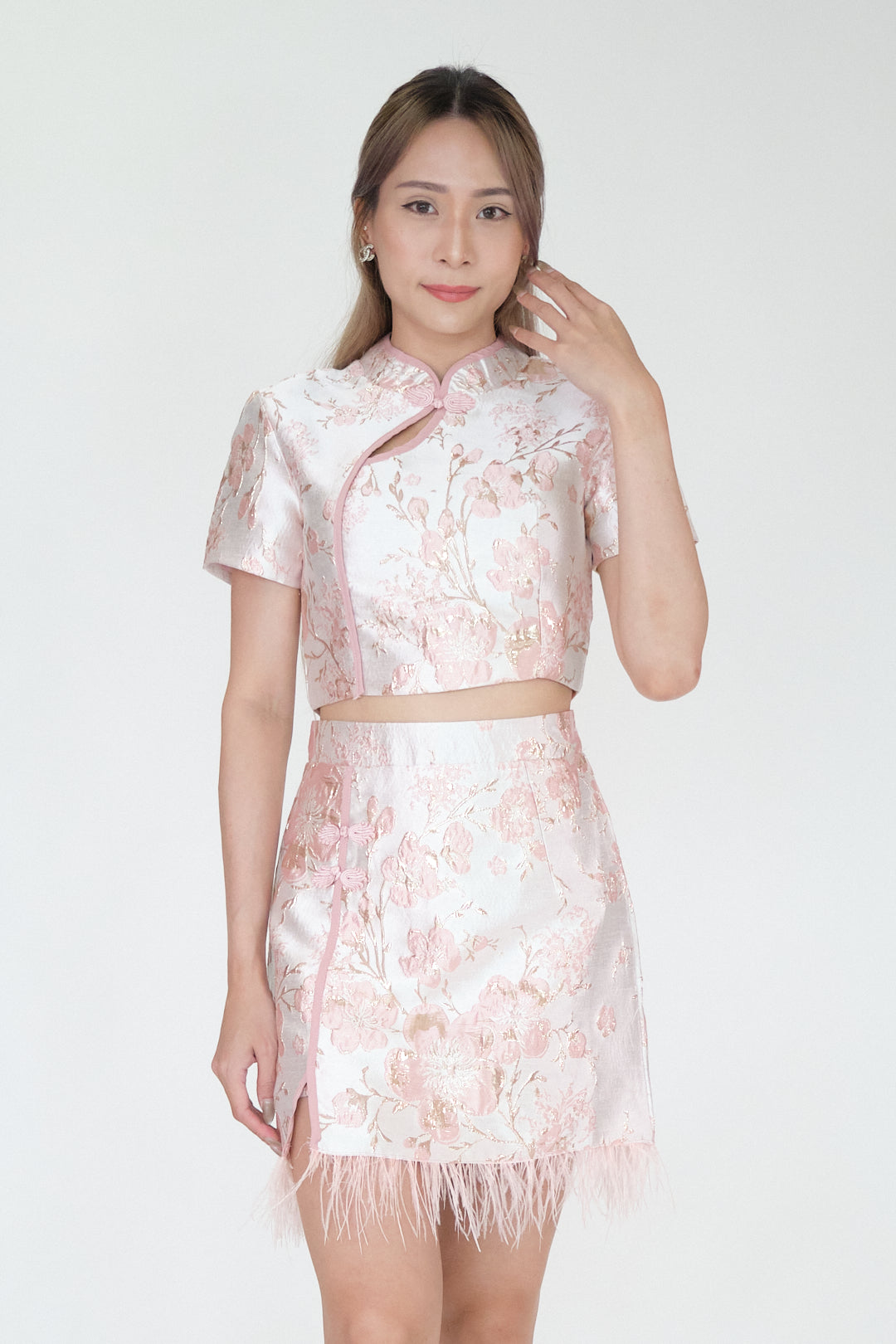 Chixxie Blossom Two-Piece Cheongsam Set (Pink)