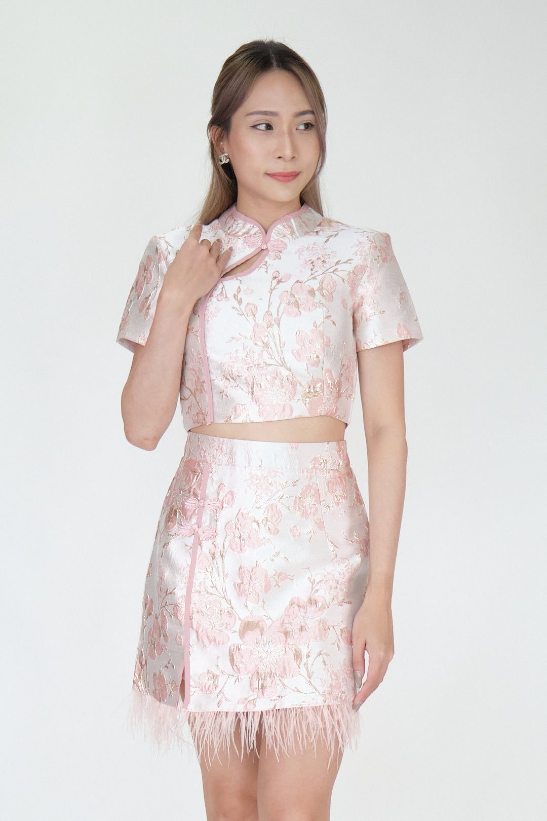 Chixxie Blossom Two-Piece Cheongsam Set (Pink)