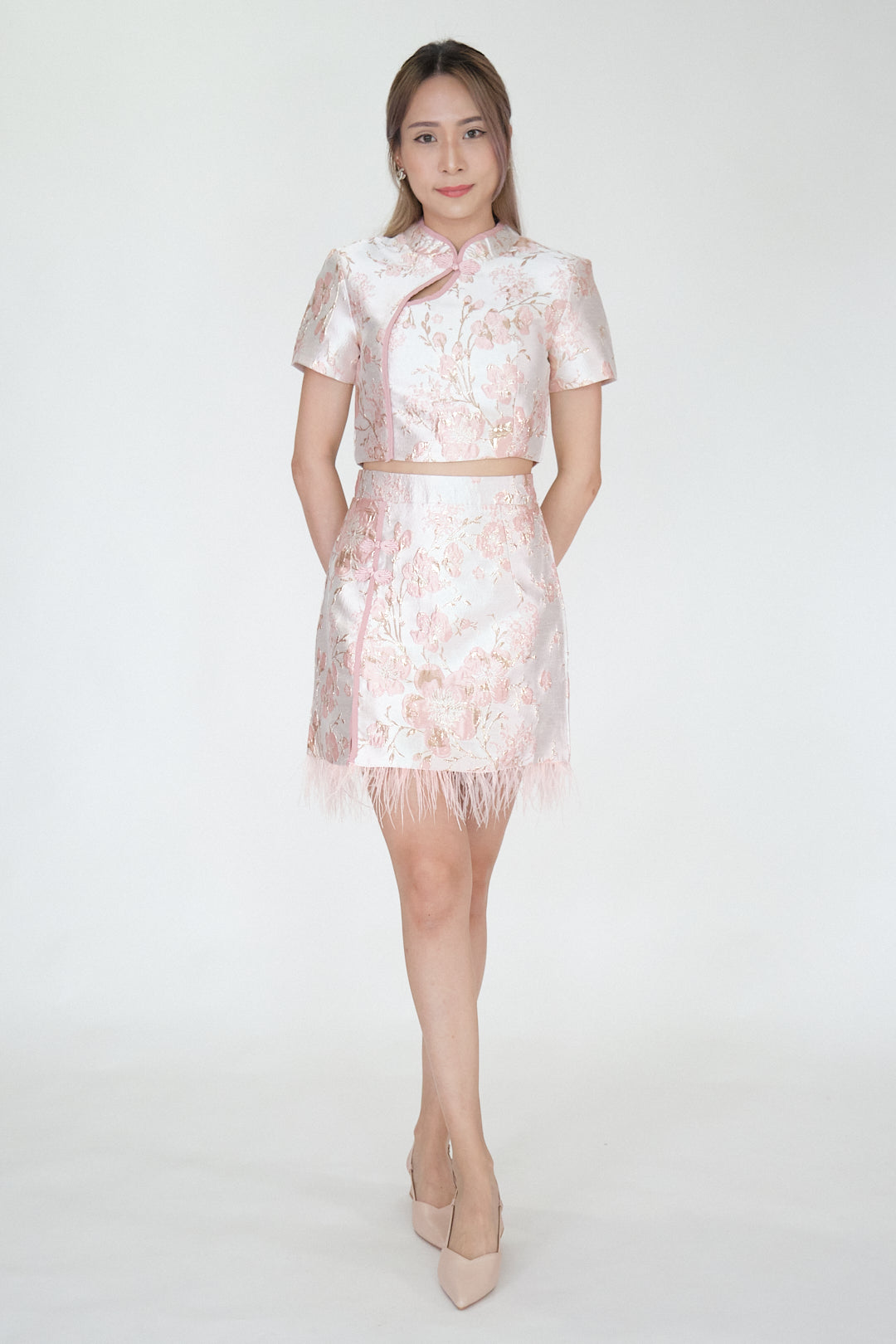 Chixxie Blossom Two-Piece Cheongsam Set (Pink)