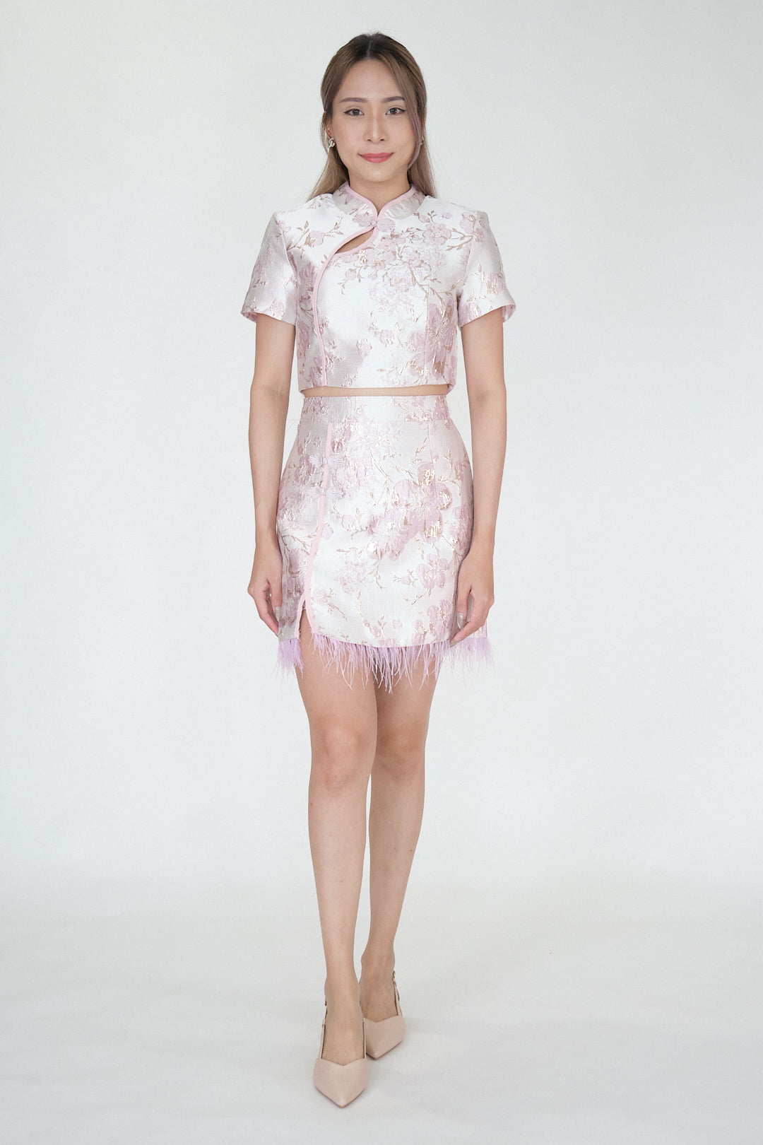 Chixxie Blossom Two-Piece Cheongsam Set (Lilac)