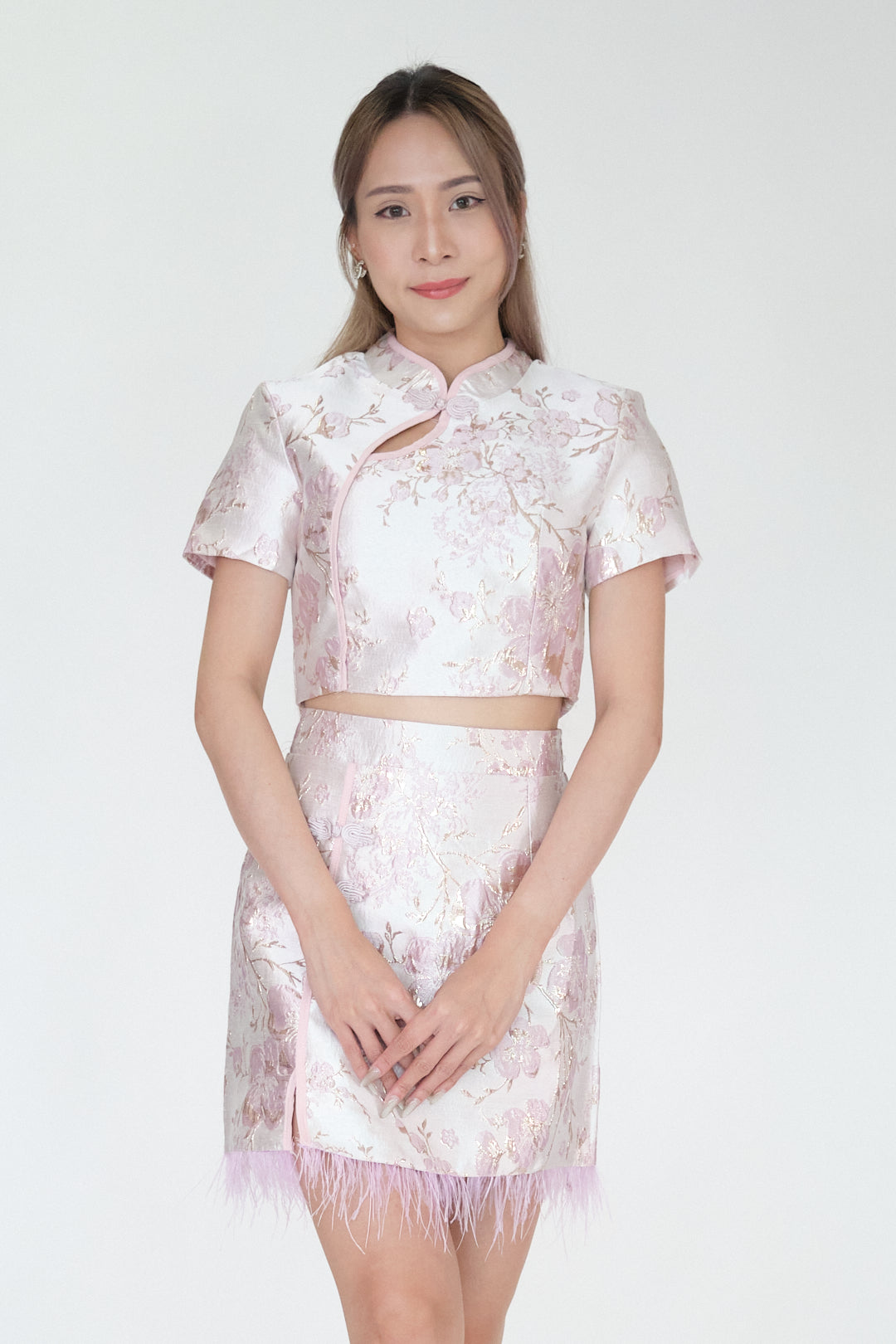 Chixxie Blossom Two-Piece Cheongsam Set (Lilac)