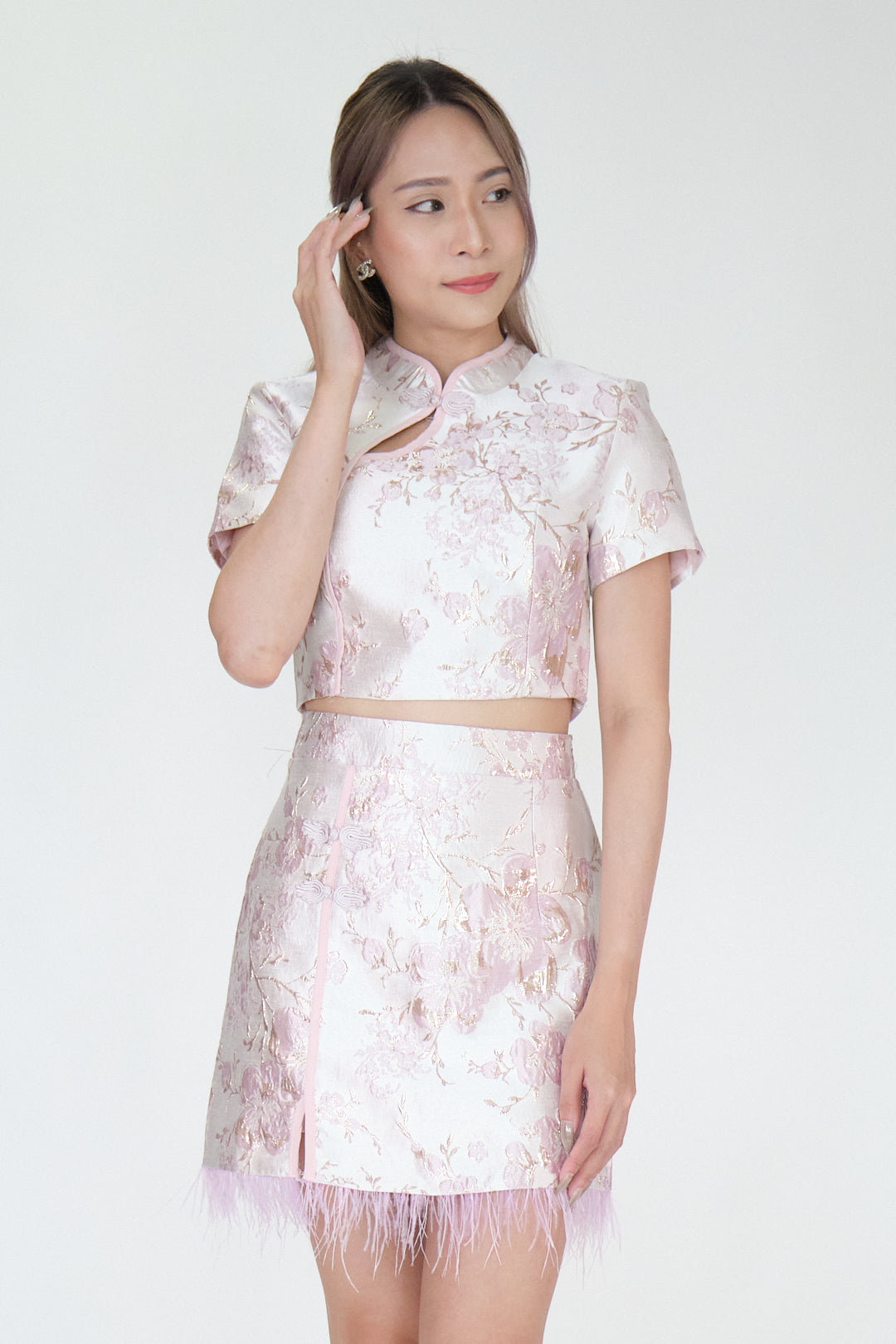 Chixxie Blossom Two-Piece Cheongsam Set (Lilac)