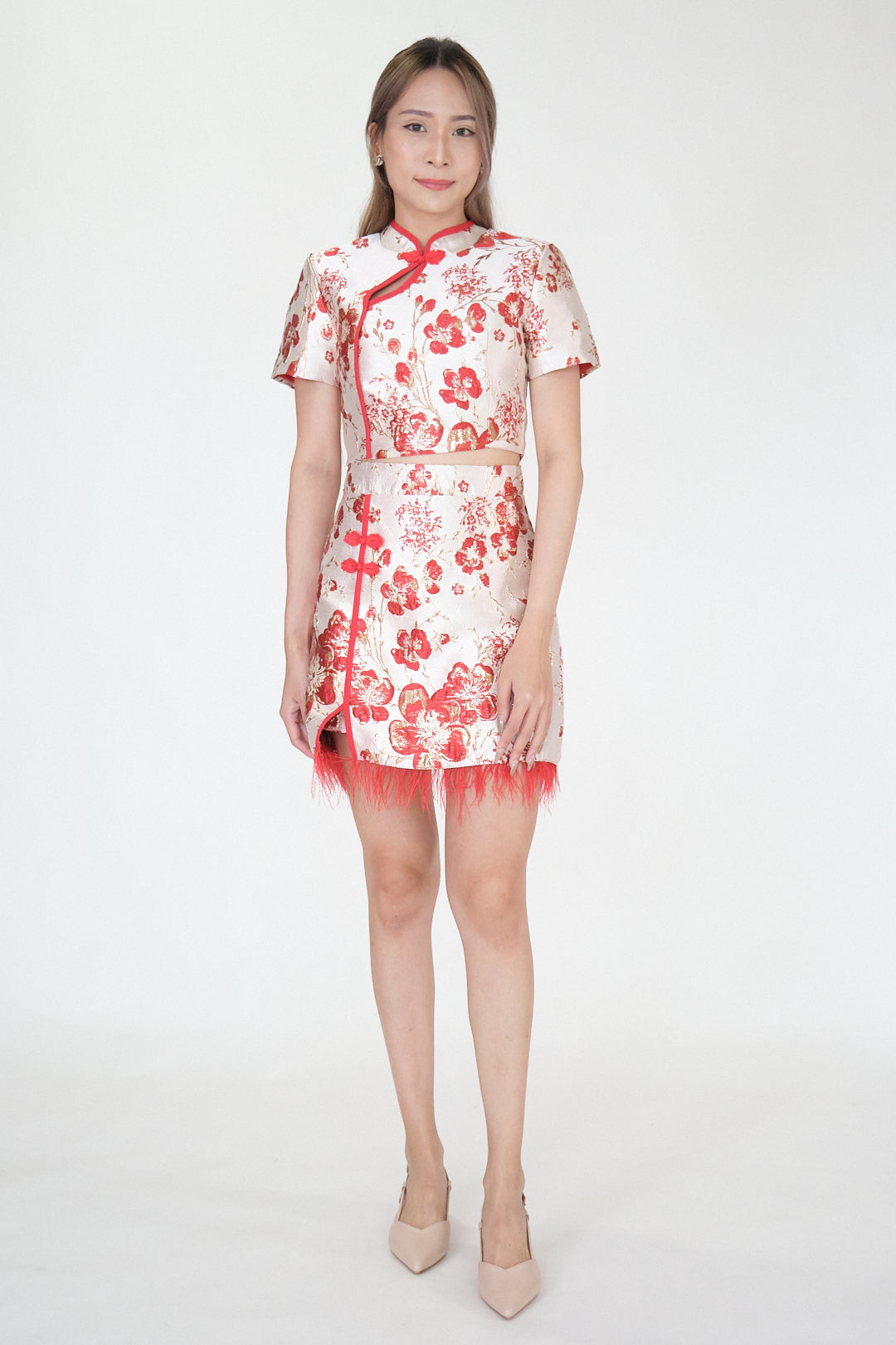 Chixxie Blossom Two-Piece Cheongsam Set (Red)