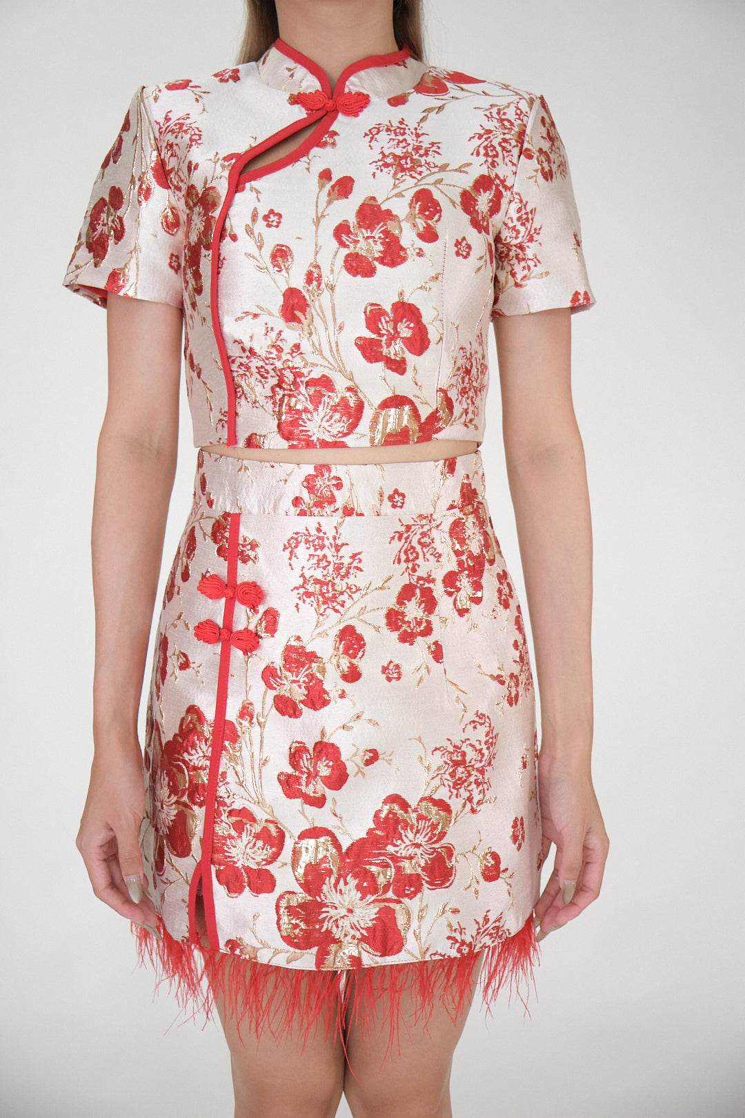 Chixxie Blossom Two-Piece Cheongsam Set (Red)