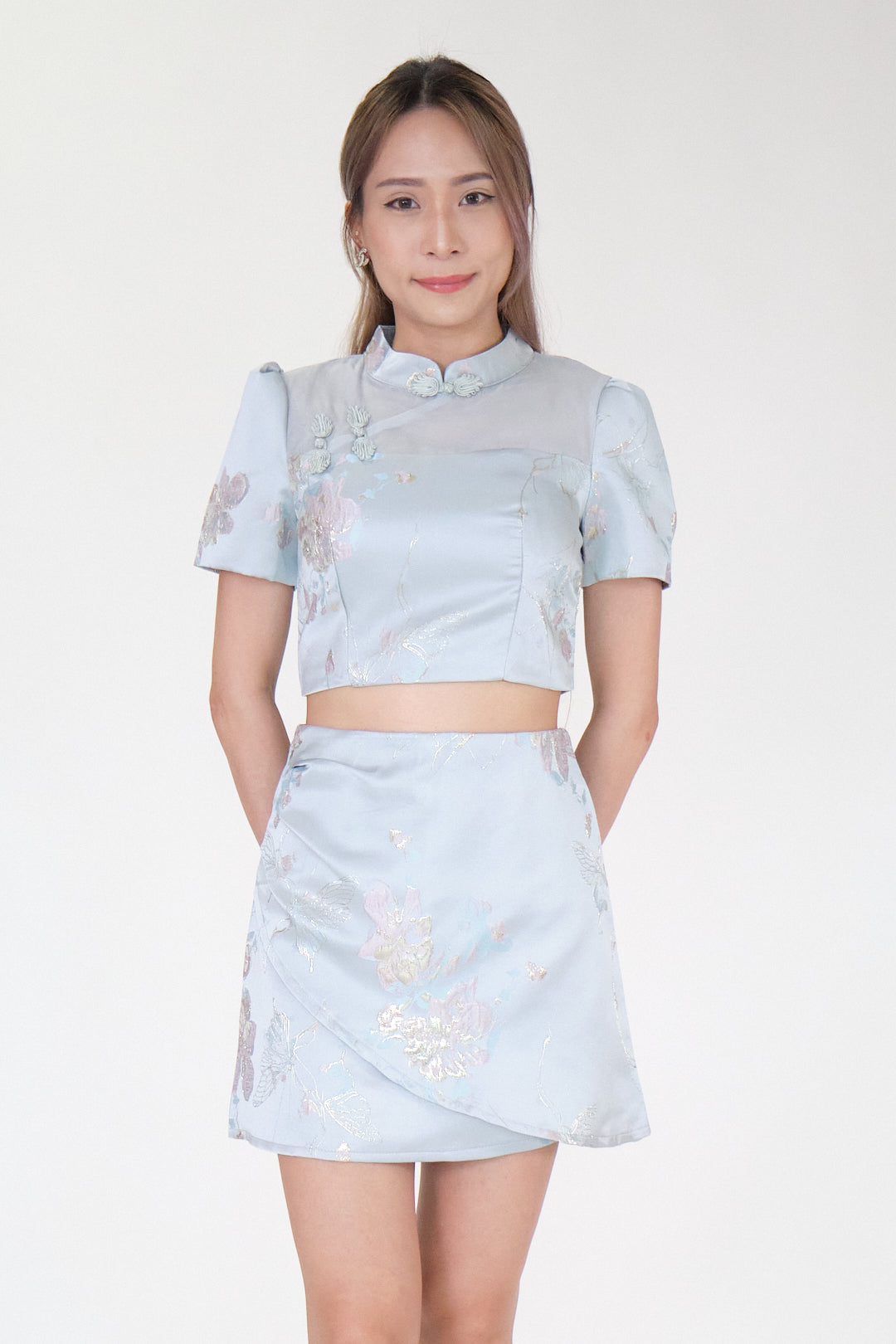 Chixxie Primrose Two-Piece Cheongsam Set (Blue)